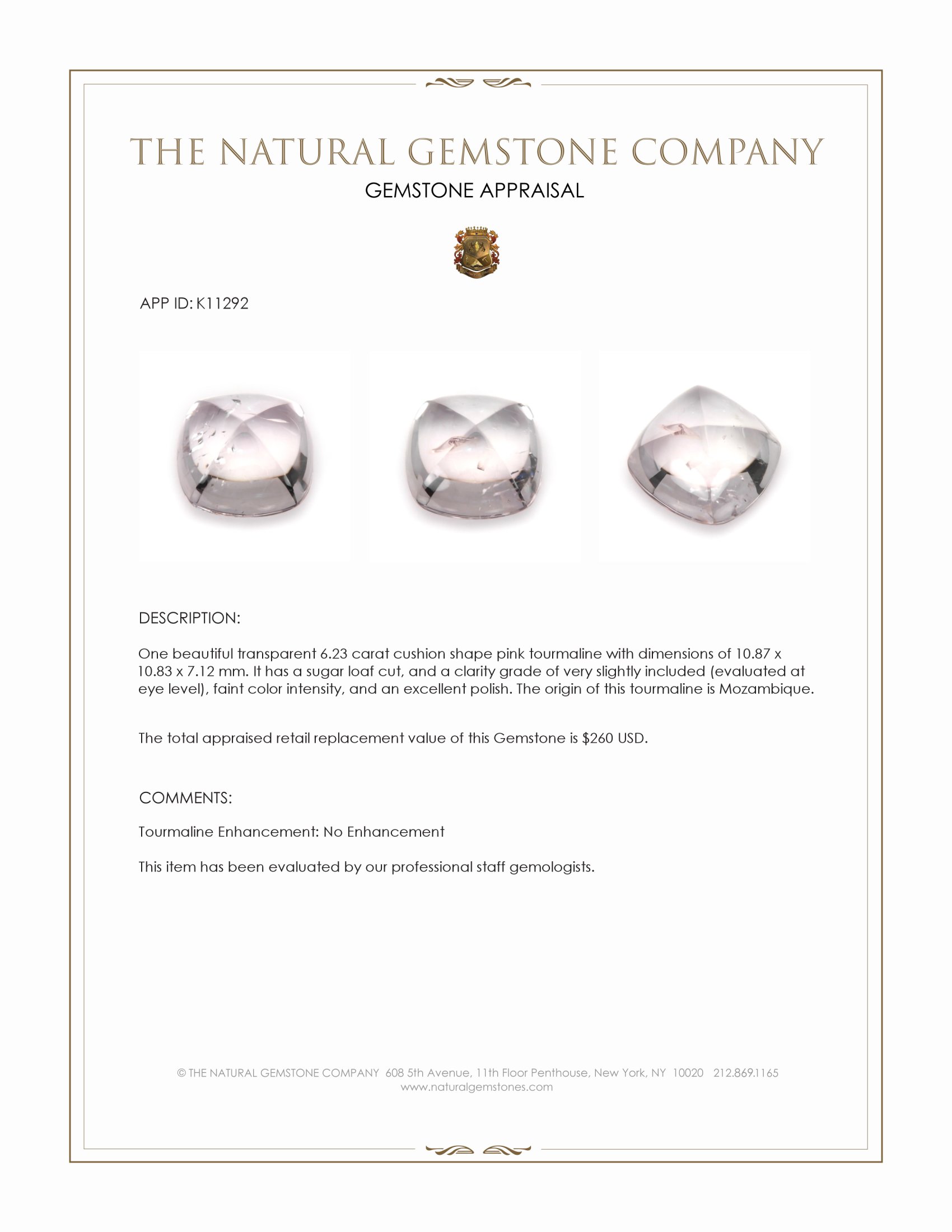 6.23 Ct. Cabochon Tourmaline from Mozambique