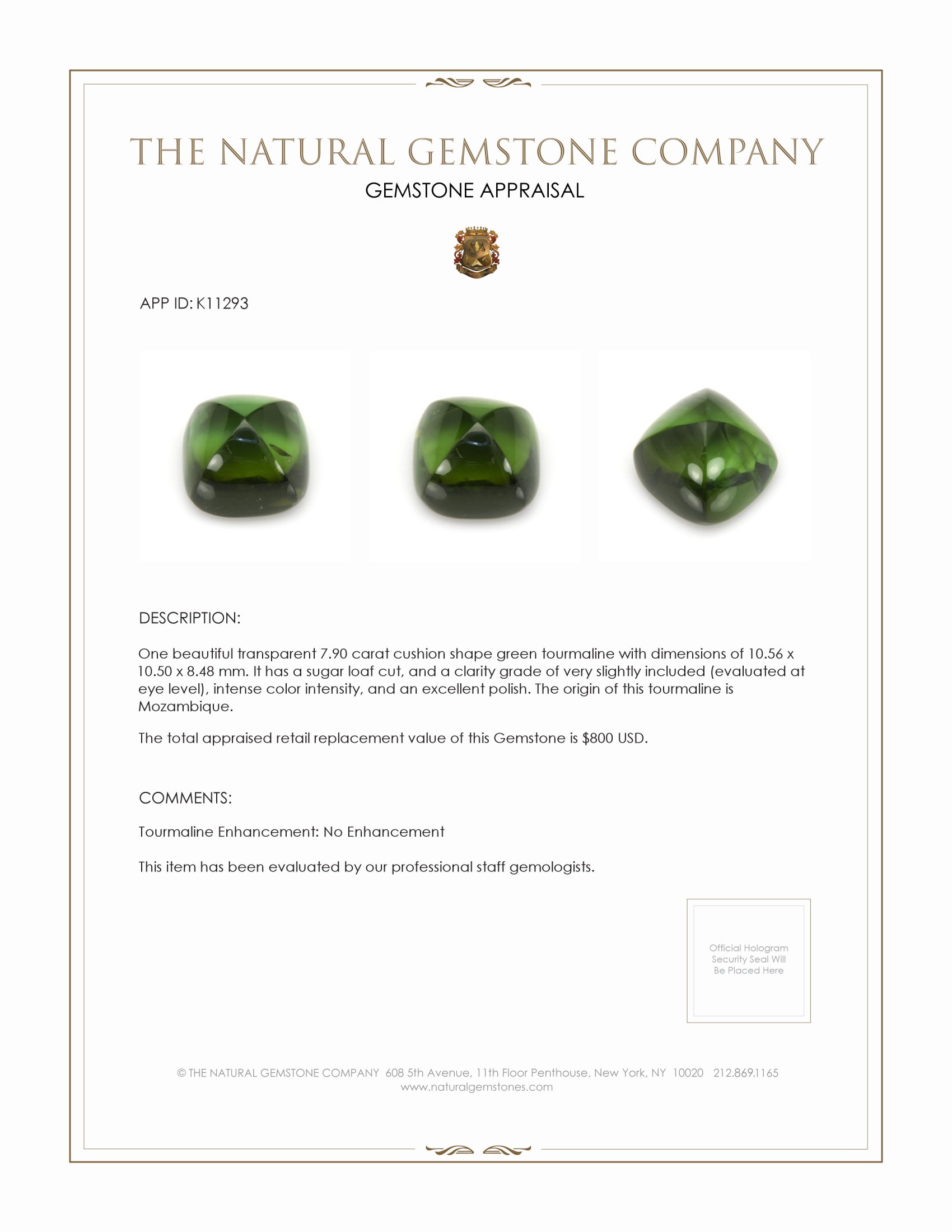 7.90 Ct. Cabochon Tourmaline from Mozambique