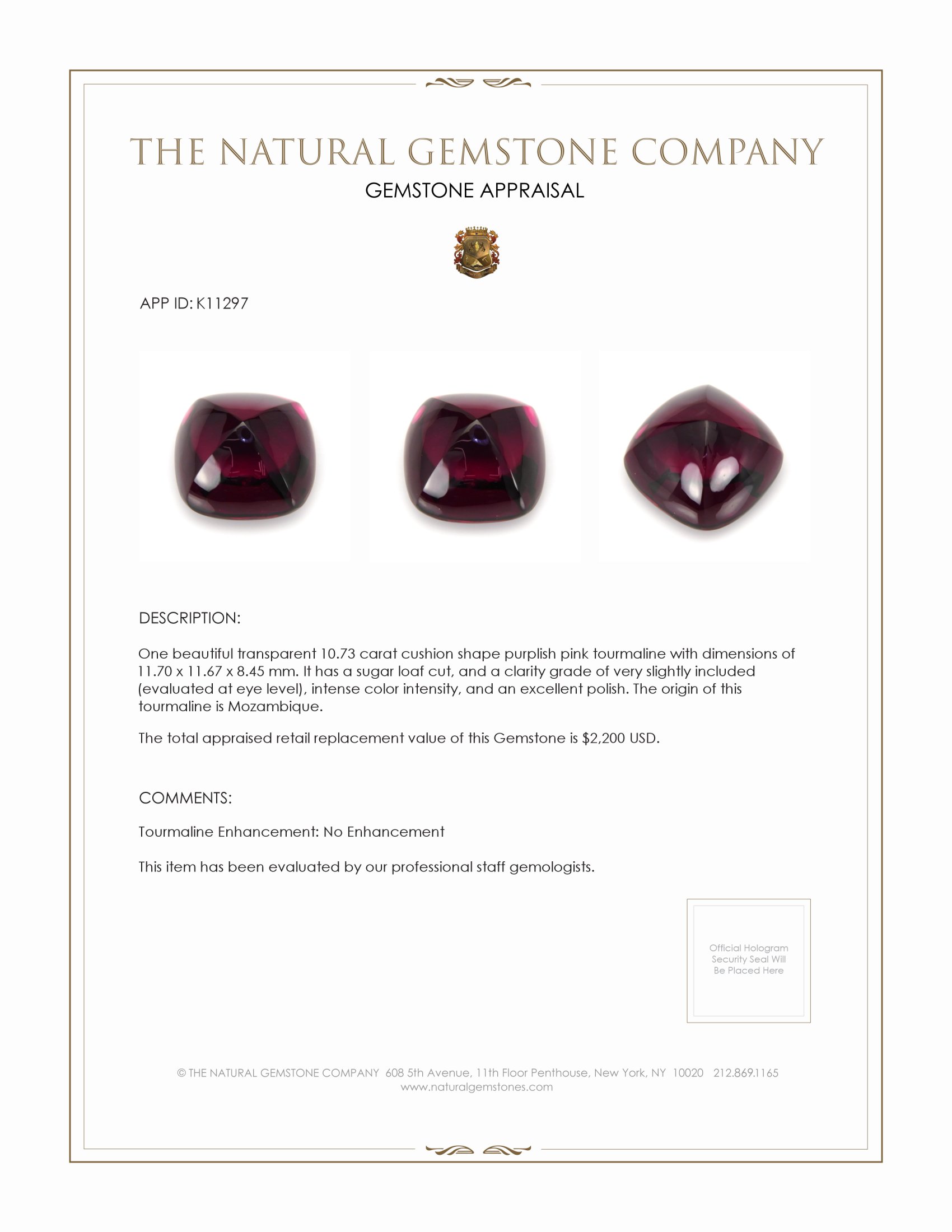 10.73 Ct. Cabochon Tourmaline from Mozambique