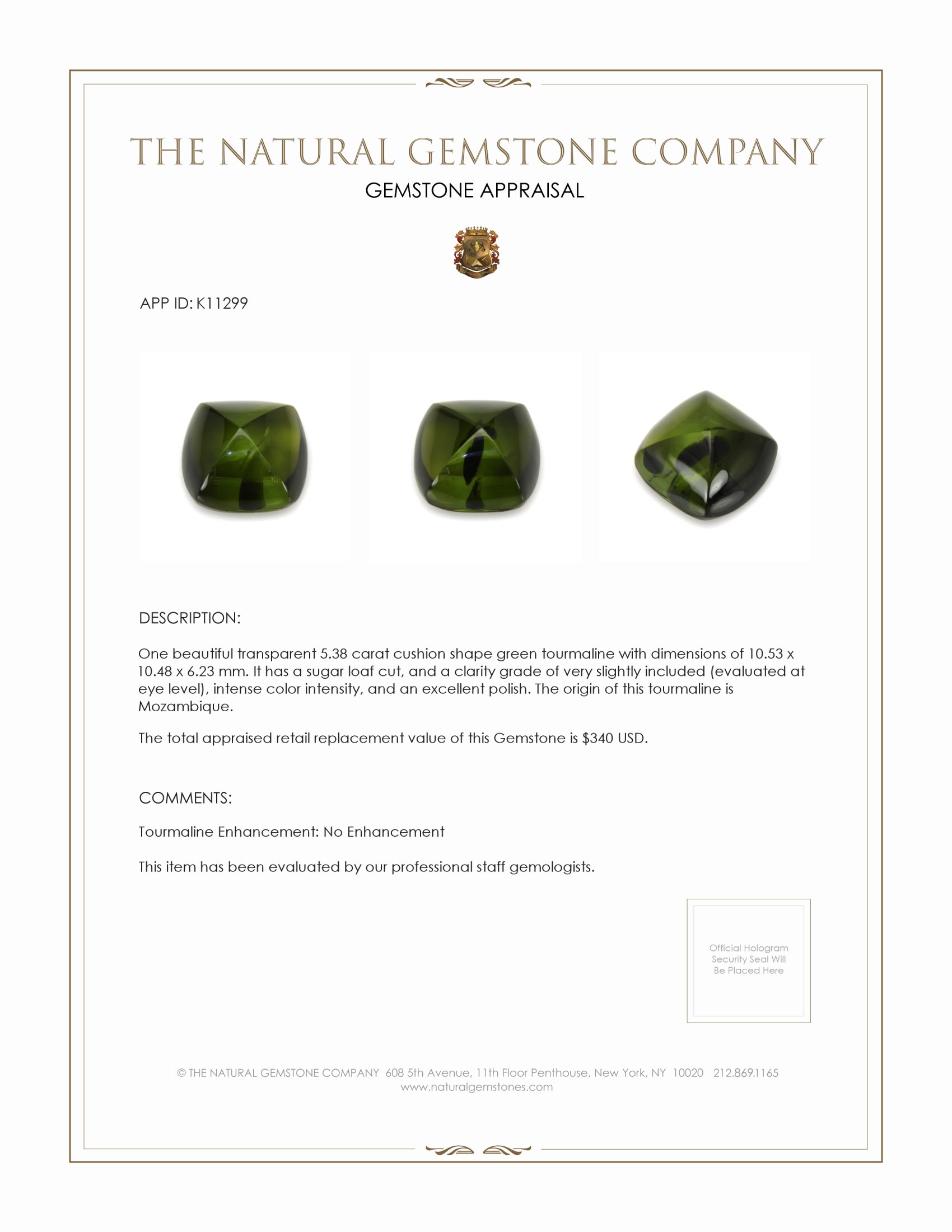 5.38 Ct. Cabochon Tourmaline from Mozambique