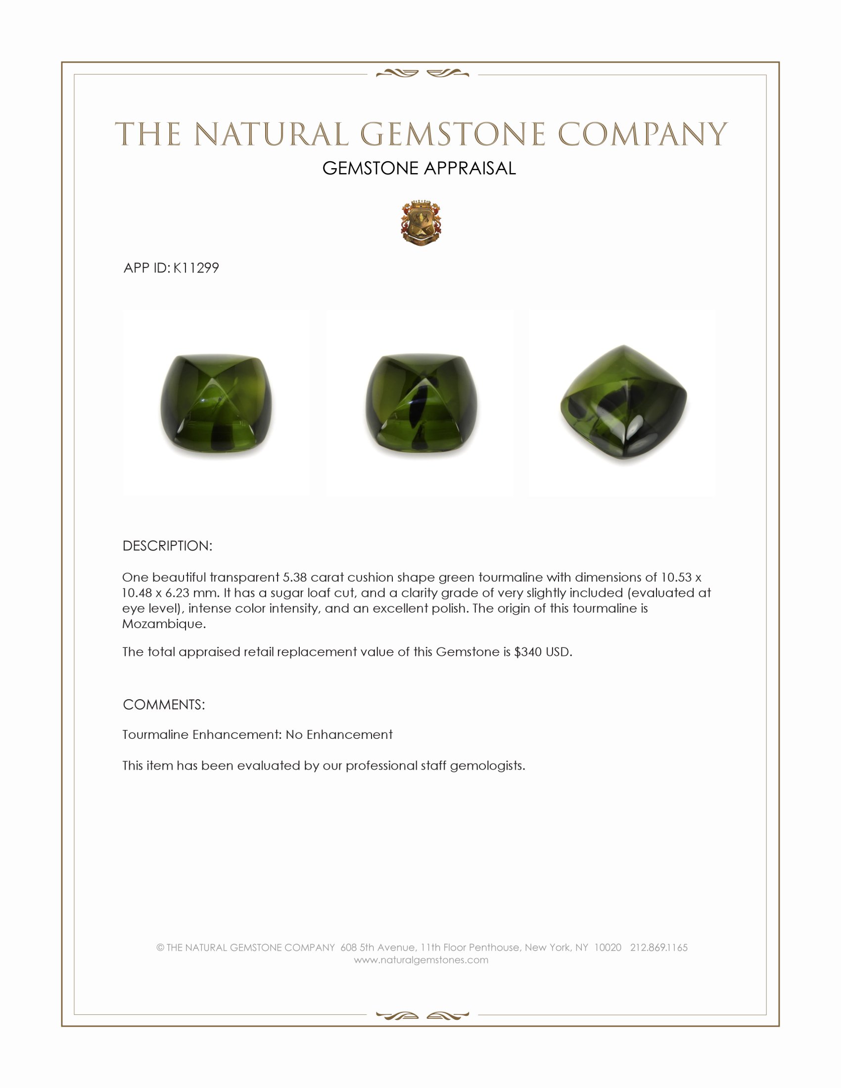 5.38 Ct. Cabochon Tourmaline from Mozambique