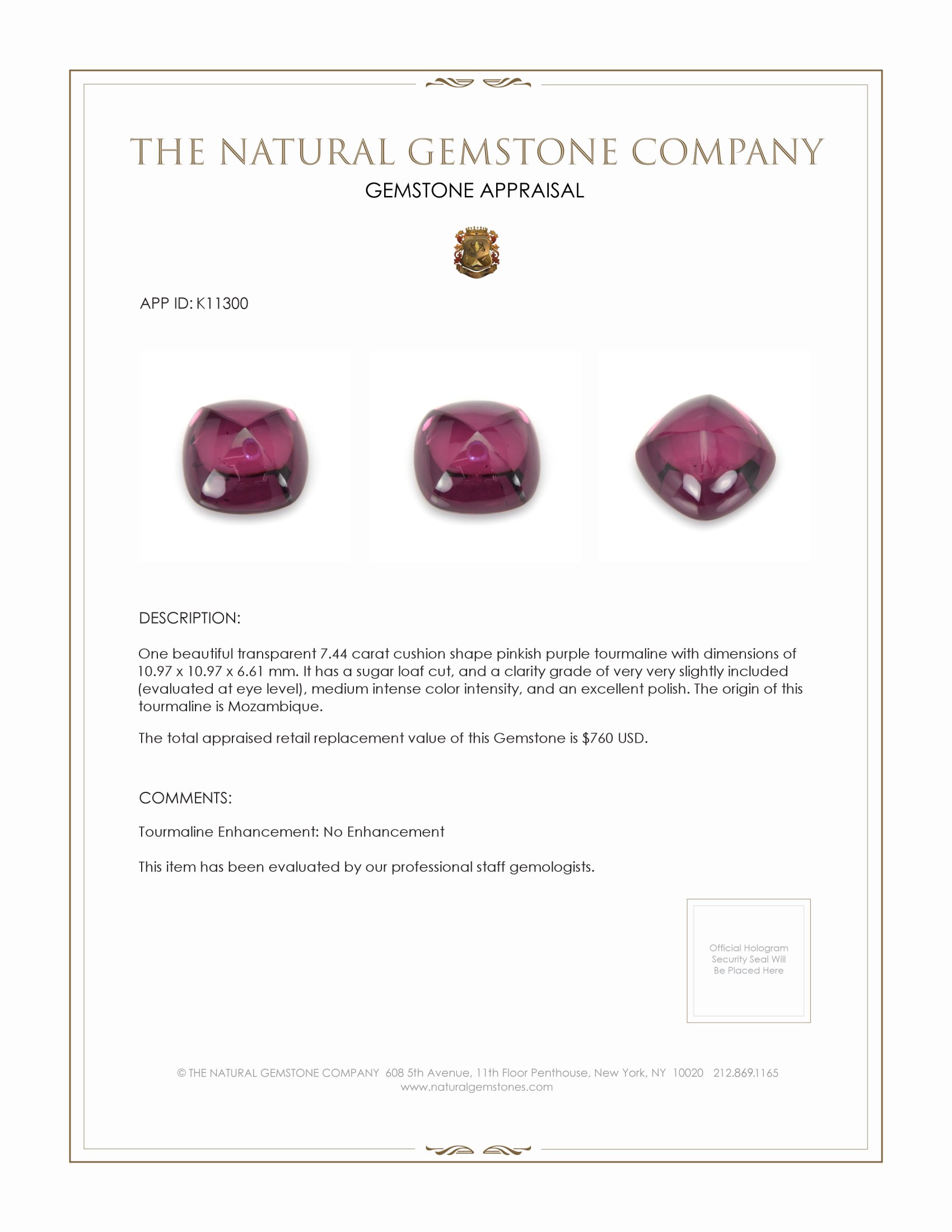 7.44 Ct. Cabochon Tourmaline from Mozambique