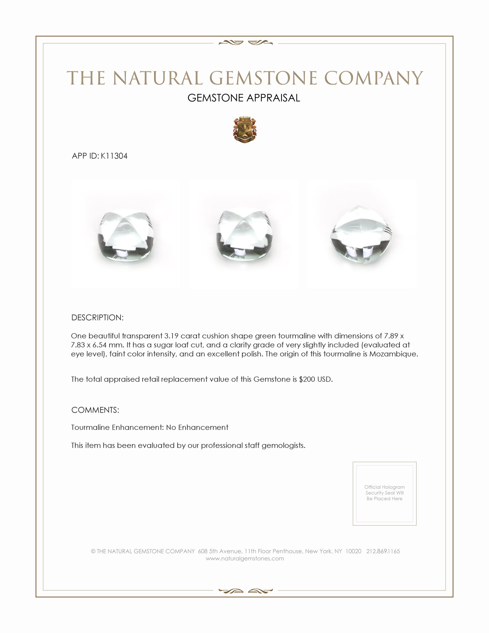 3.19 Ct. Cabochon Tourmaline from Mozambique