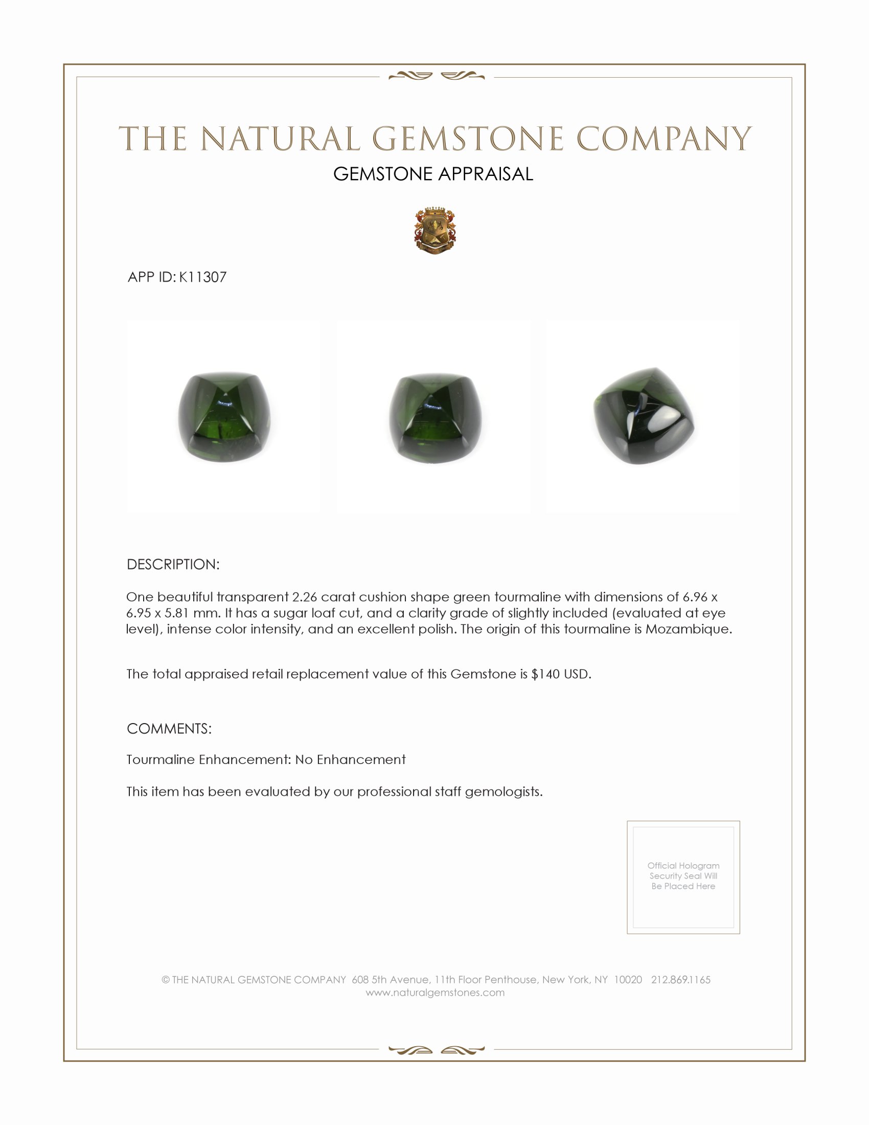 2.26 Ct. Cabochon Tourmaline from Mozambique