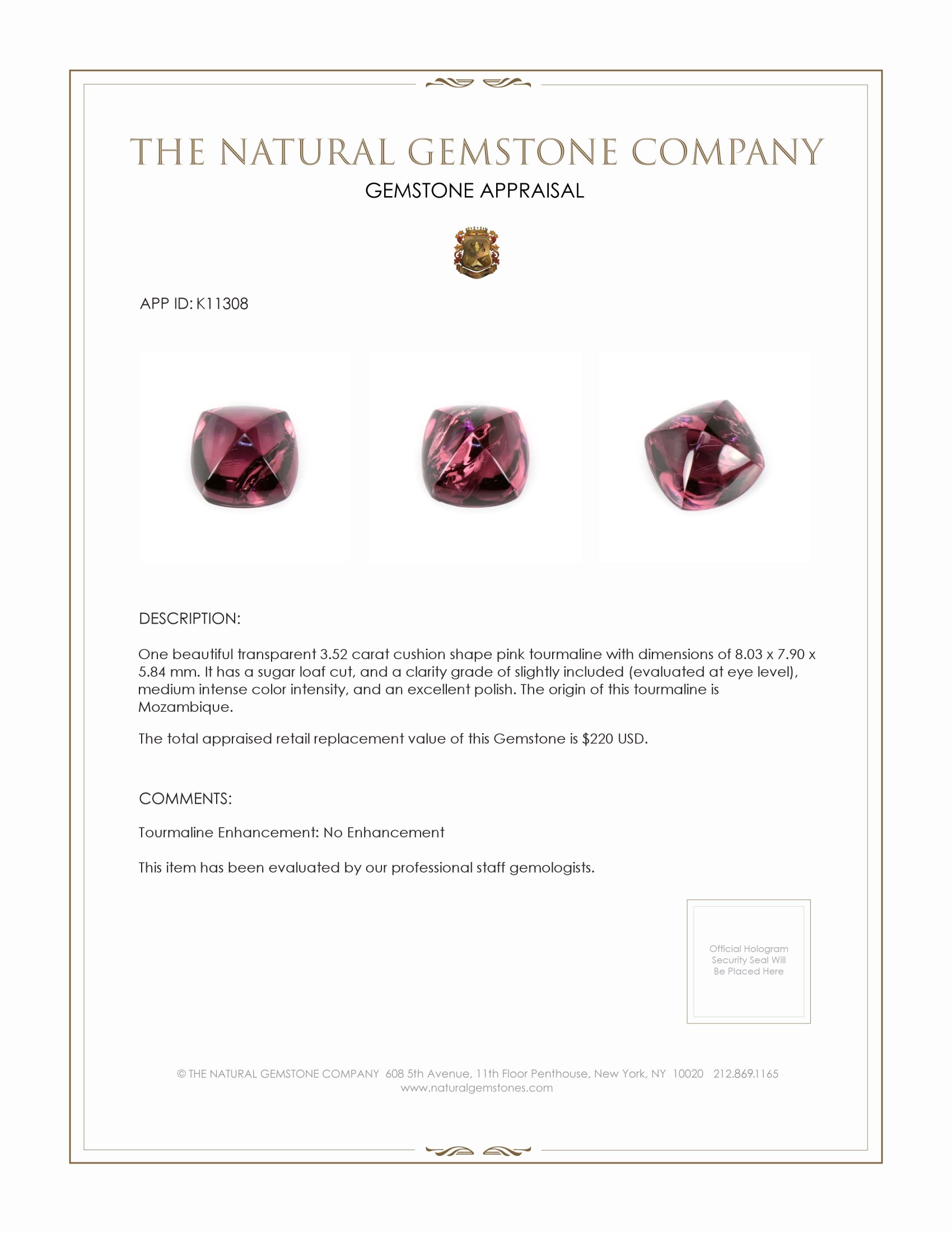 3.52 Ct. Cabochon Tourmaline from Mozambique