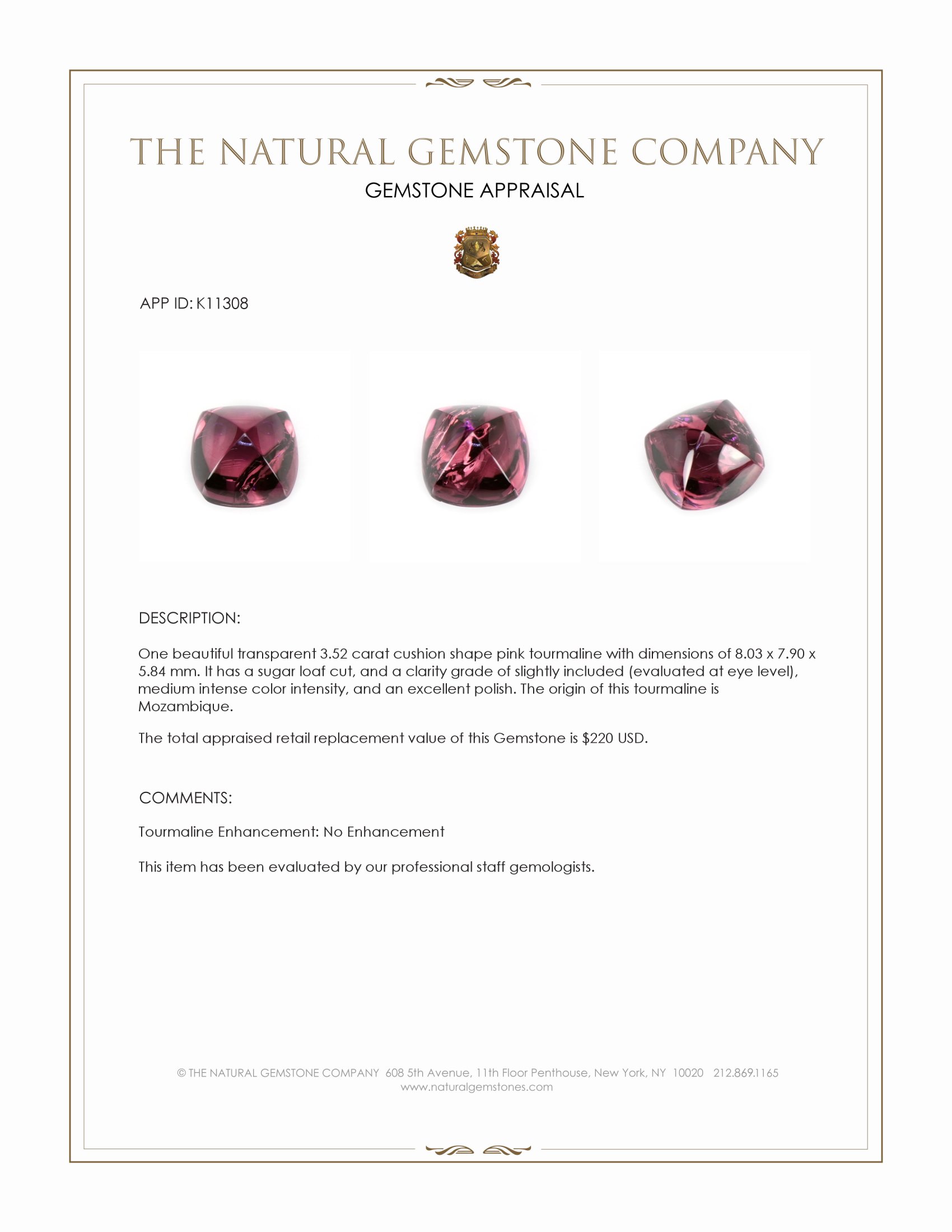 3.52 Ct. Cabochon Tourmaline from Mozambique