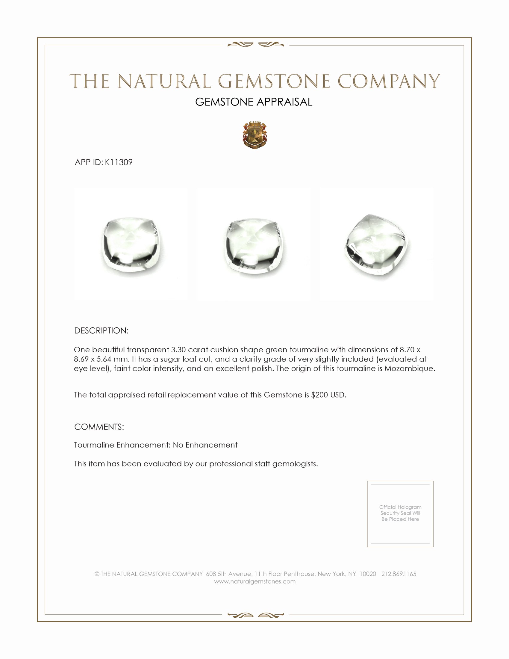 3.30 Ct. Cabochon Tourmaline from Mozambique