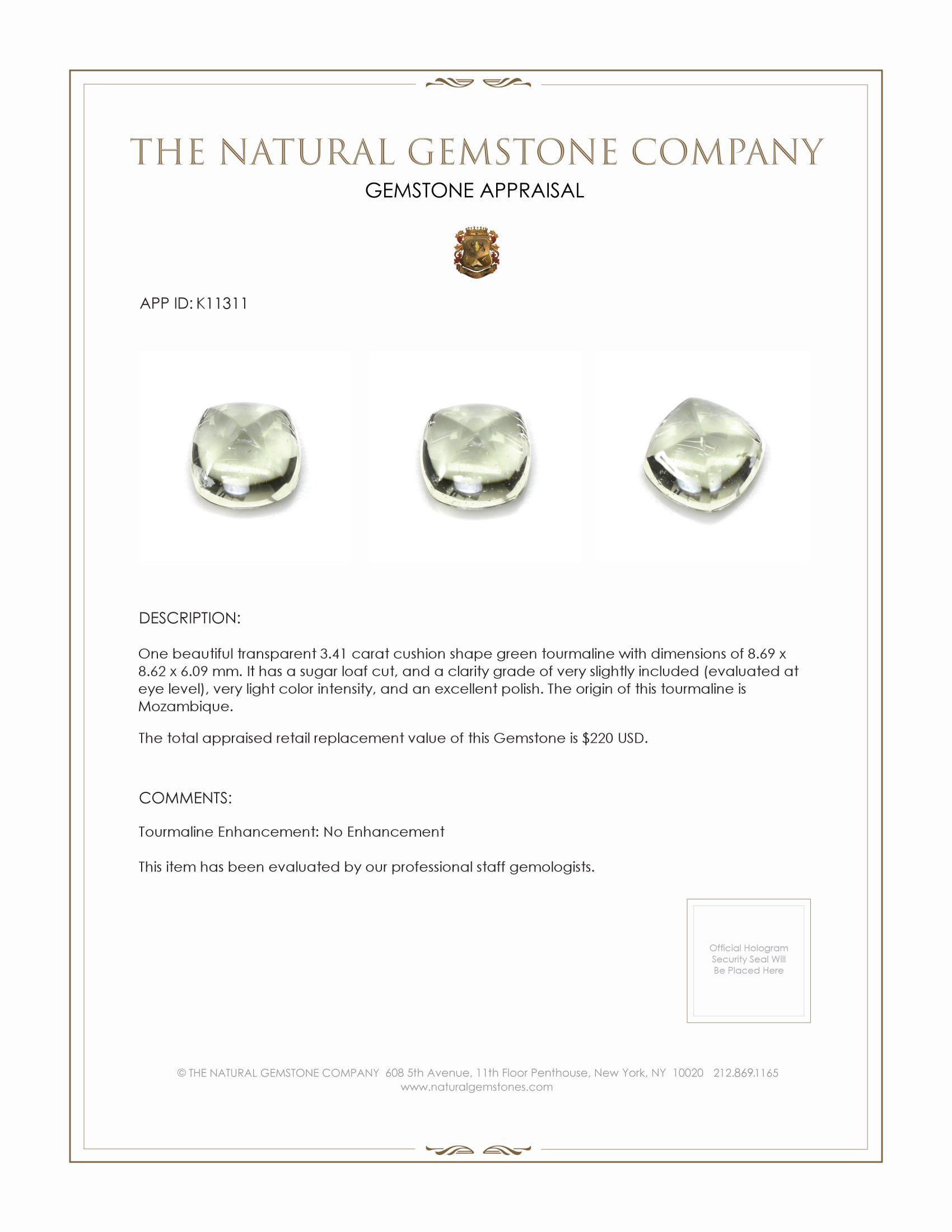 3.41 Ct. Cabochon Tourmaline from Mozambique