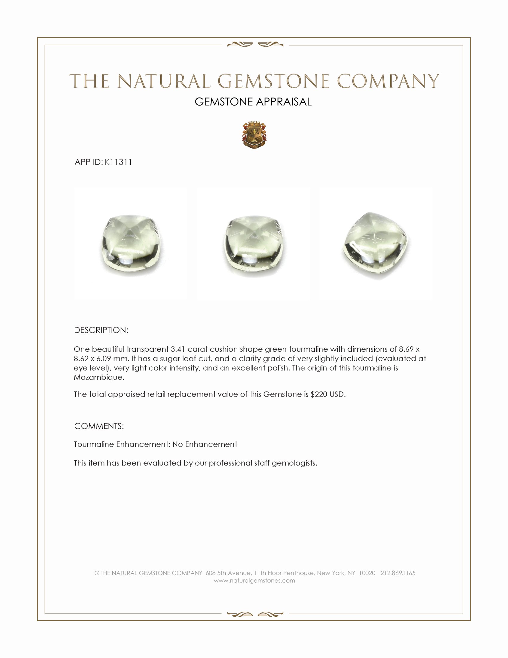 3.41 Ct. Cabochon Tourmaline from Mozambique