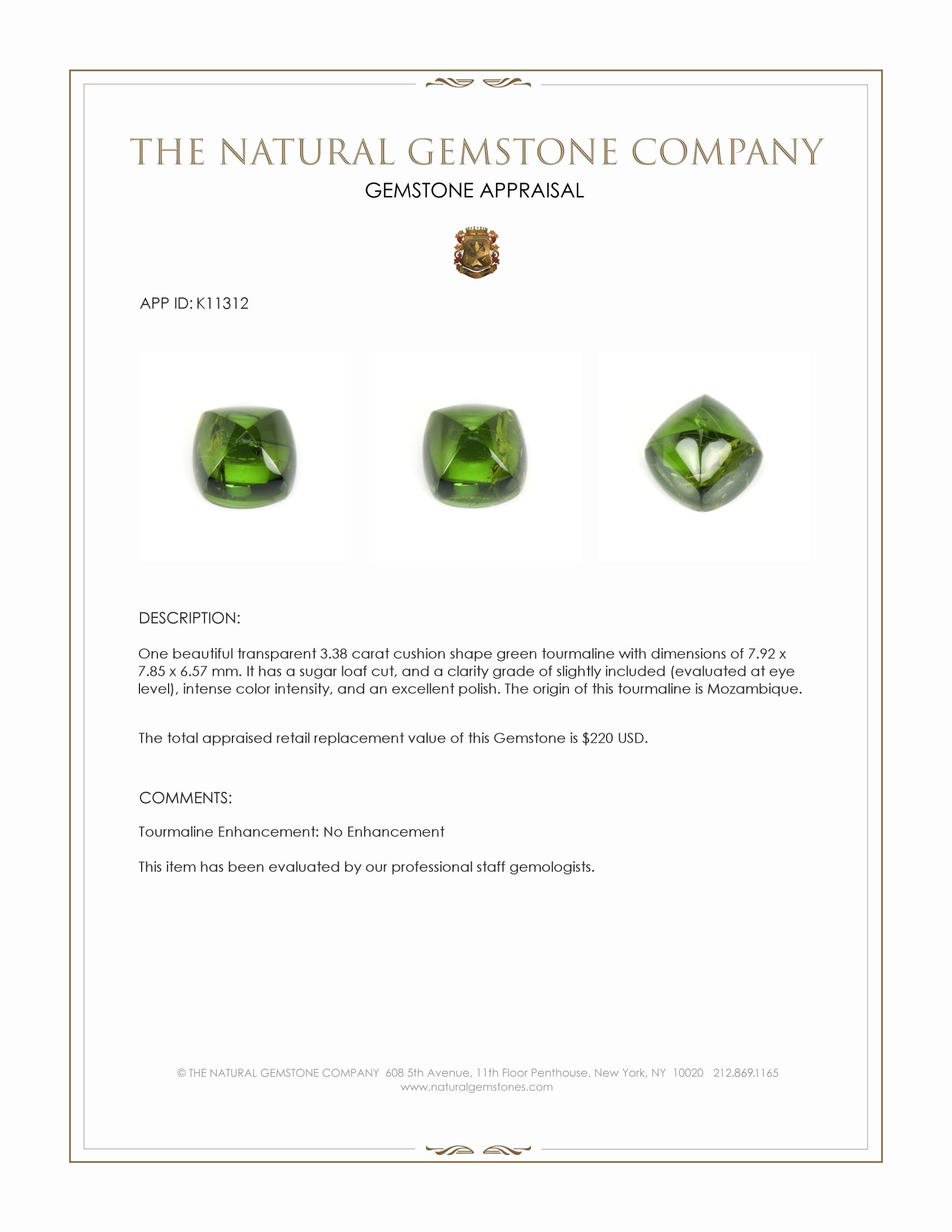 3.38 Ct. Cabochon Tourmaline from Mozambique