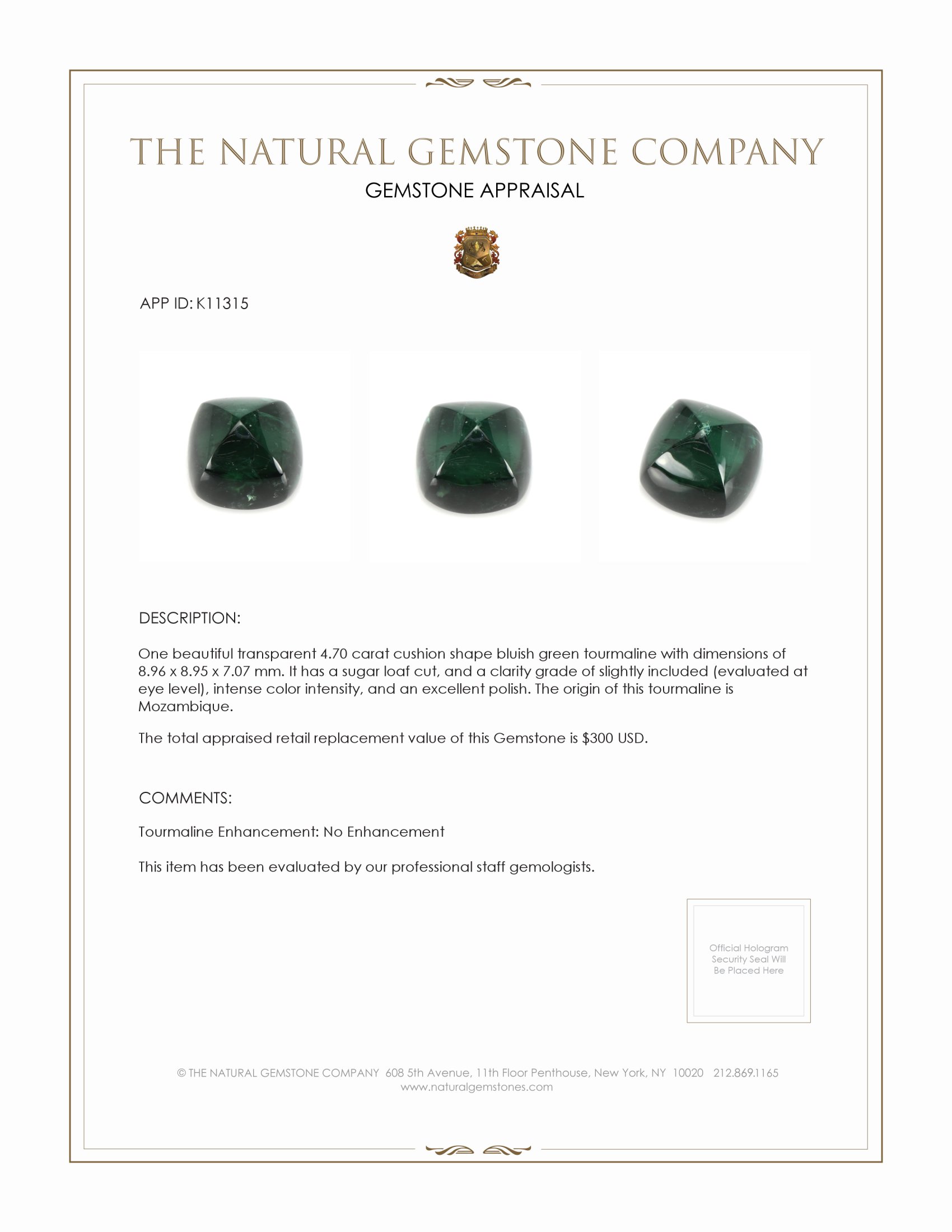 4.70 Ct. Cabochon Tourmaline from Mozambique