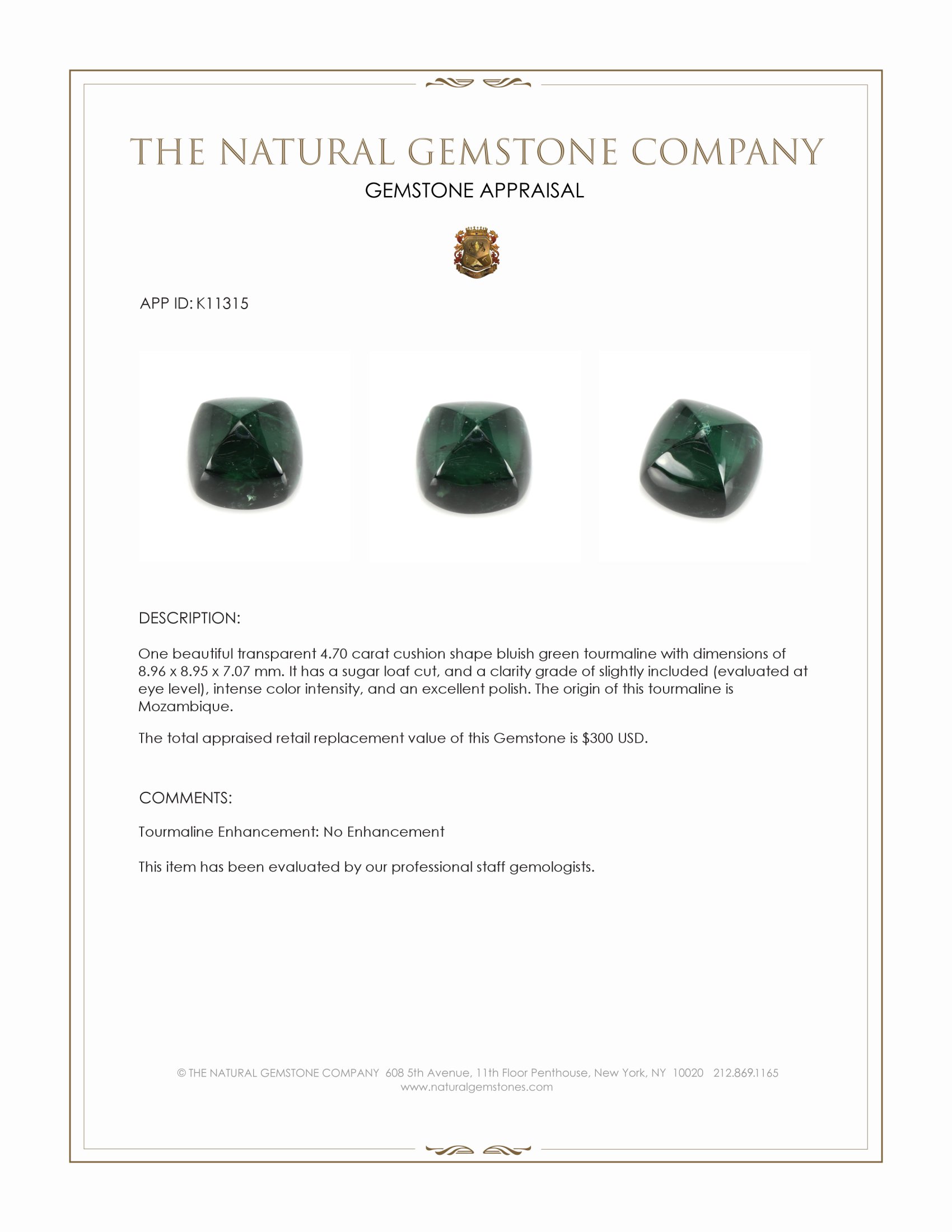 4.70 Ct. Cabochon Tourmaline from Mozambique