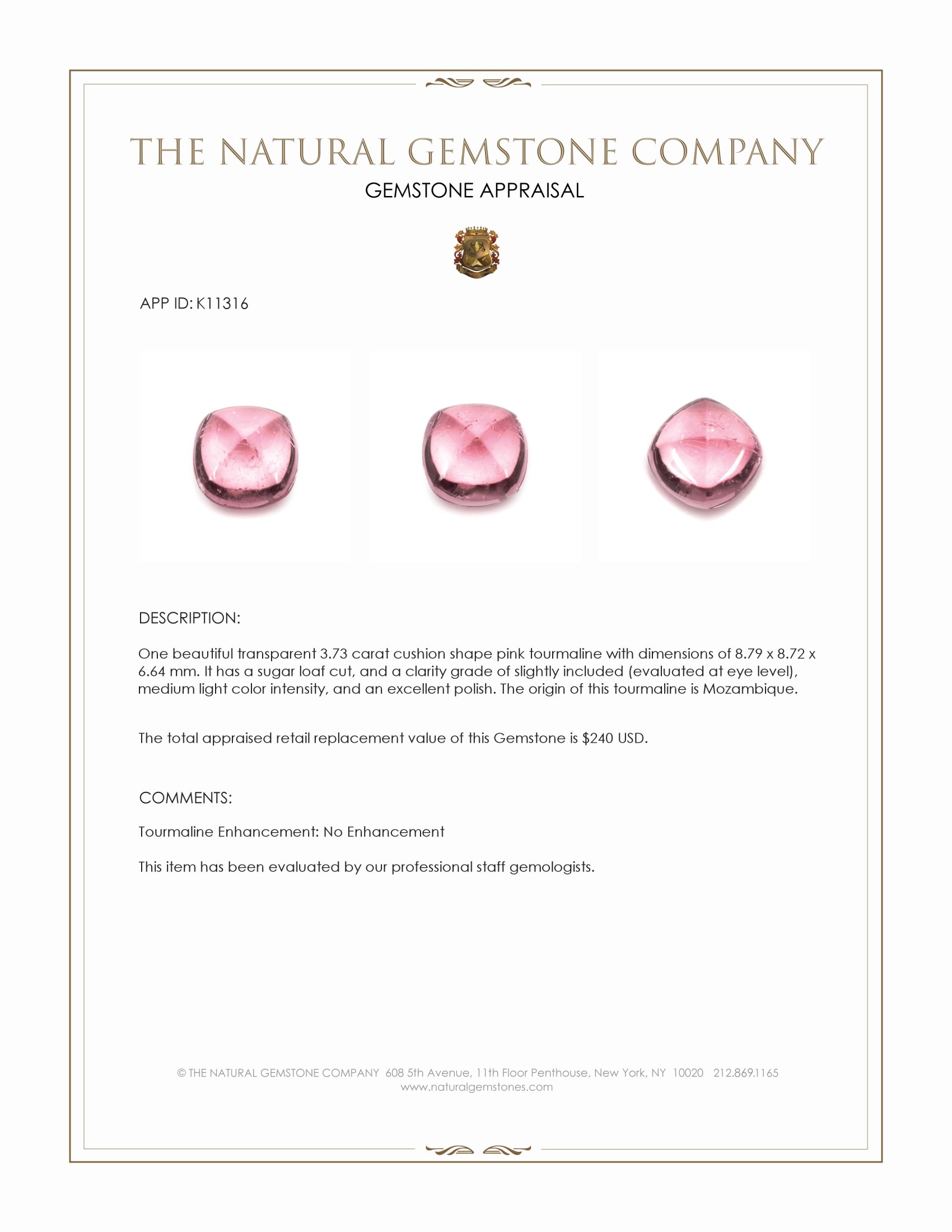 3.73 Ct. Cabochon Tourmaline from Mozambique