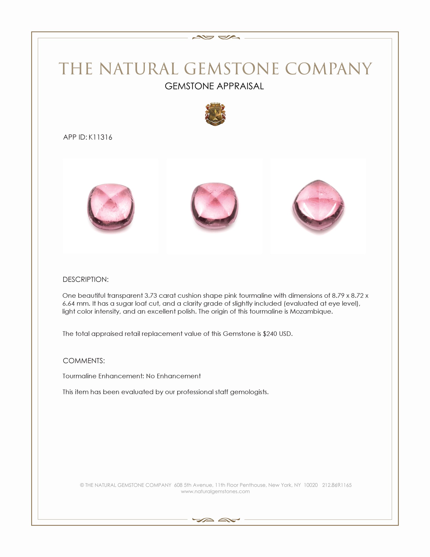 3.73 Ct. Cabochon Tourmaline from Mozambique