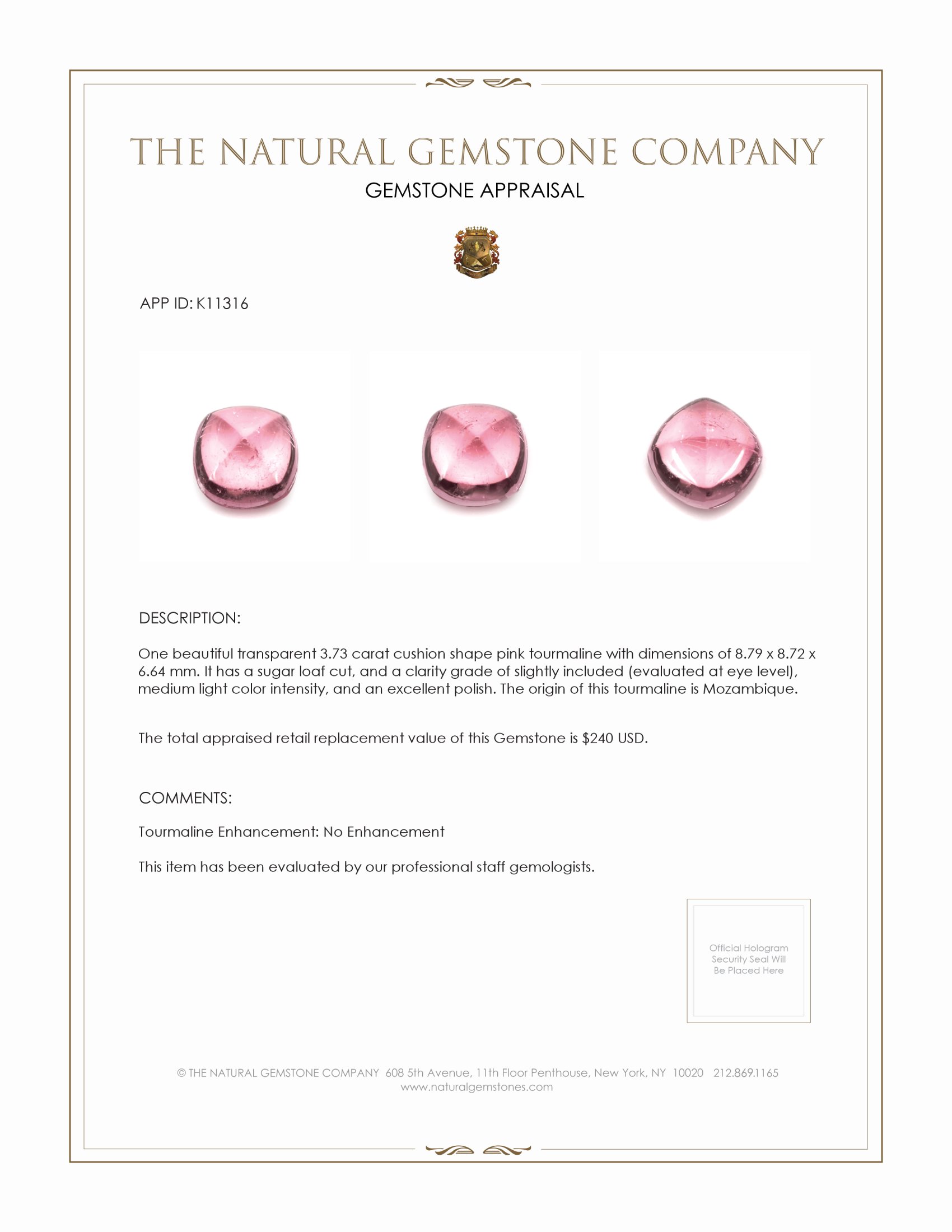 3.73 Ct. Cabochon Tourmaline from Mozambique