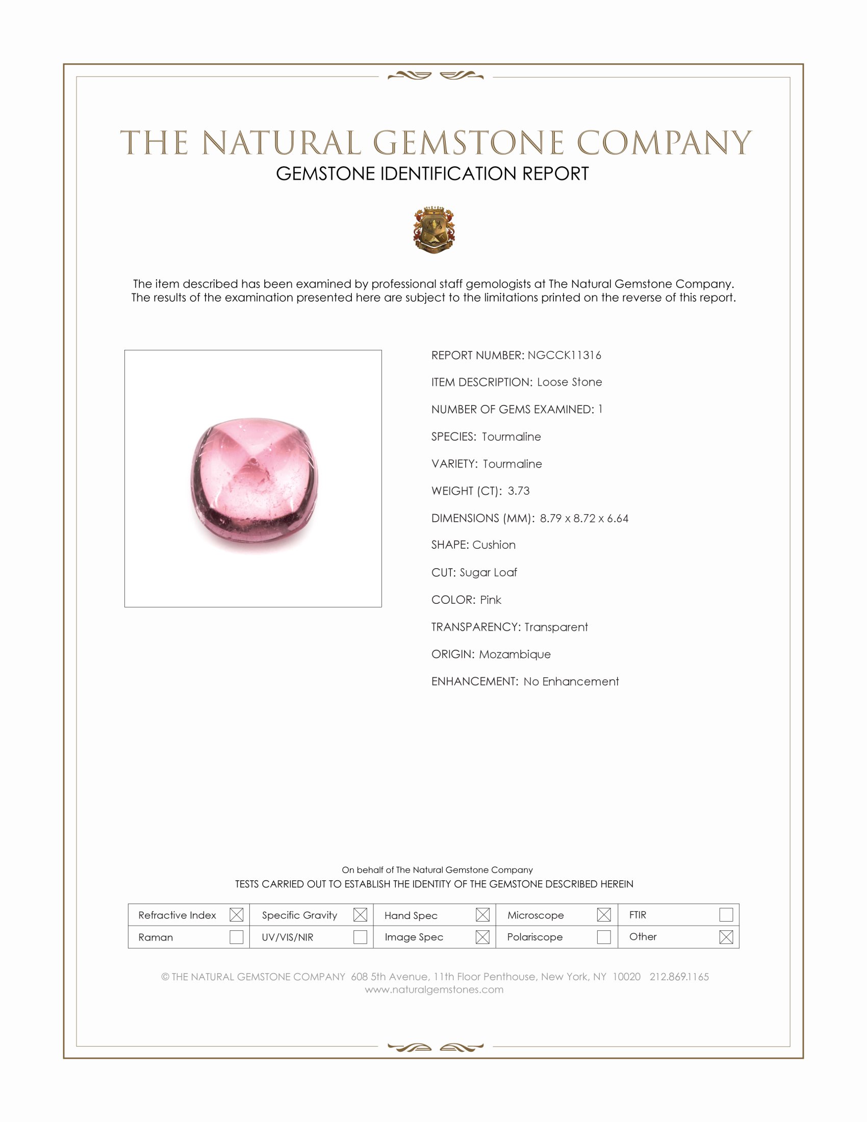 3.73 Ct. Pink Cabochon Tourmaline from Mozambique