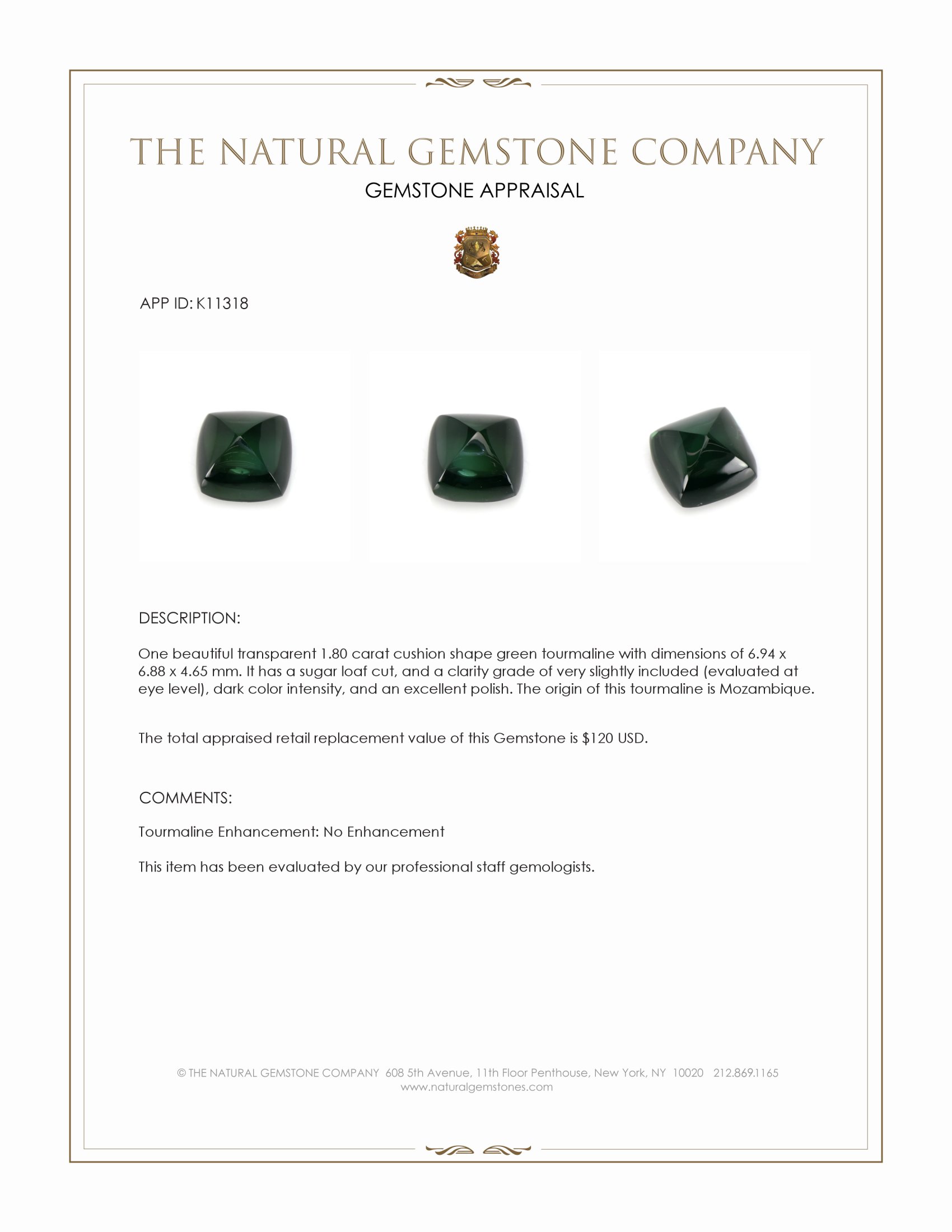 1.80 Ct. Cabochon Tourmaline from Mozambique