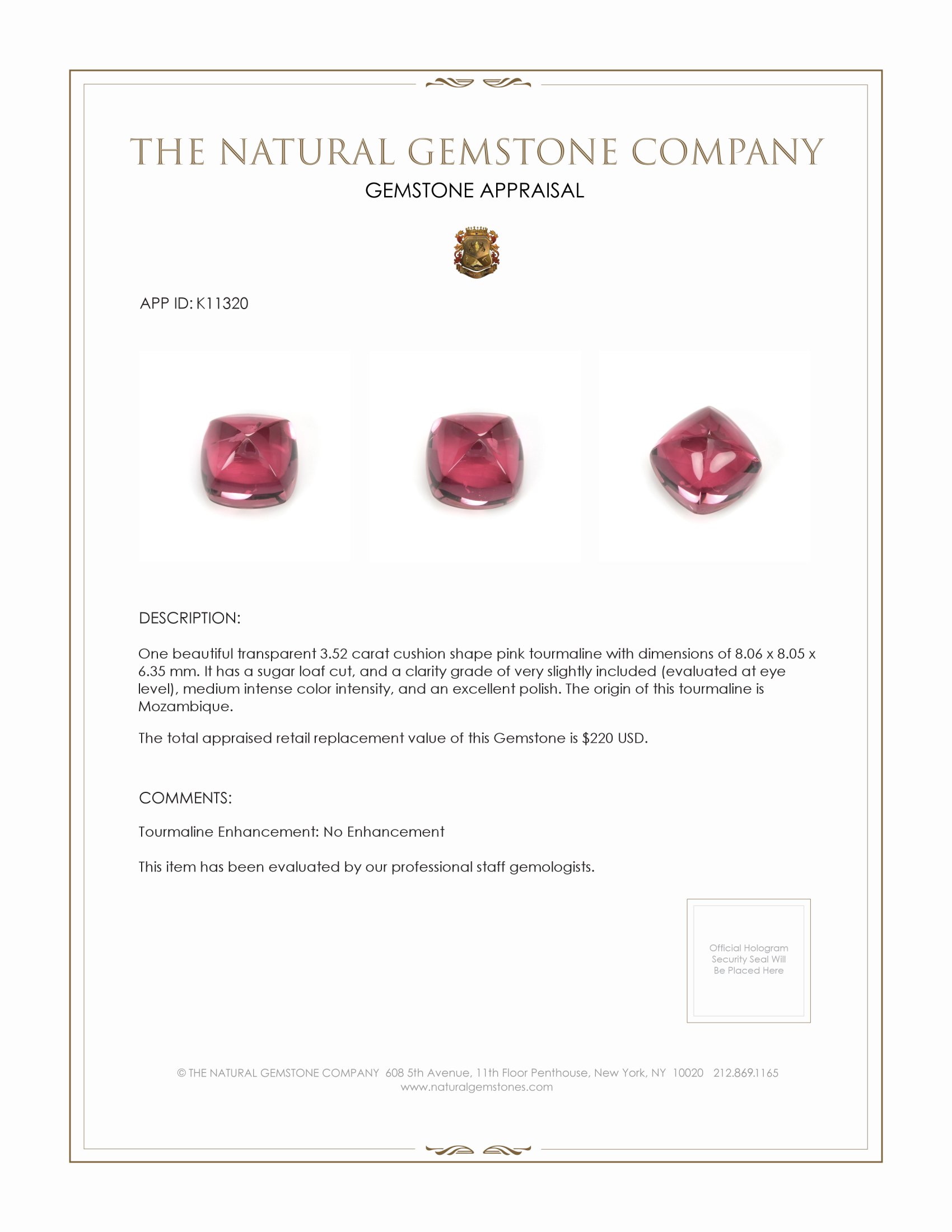 3.52 Ct. Cabochon Tourmaline from Mozambique