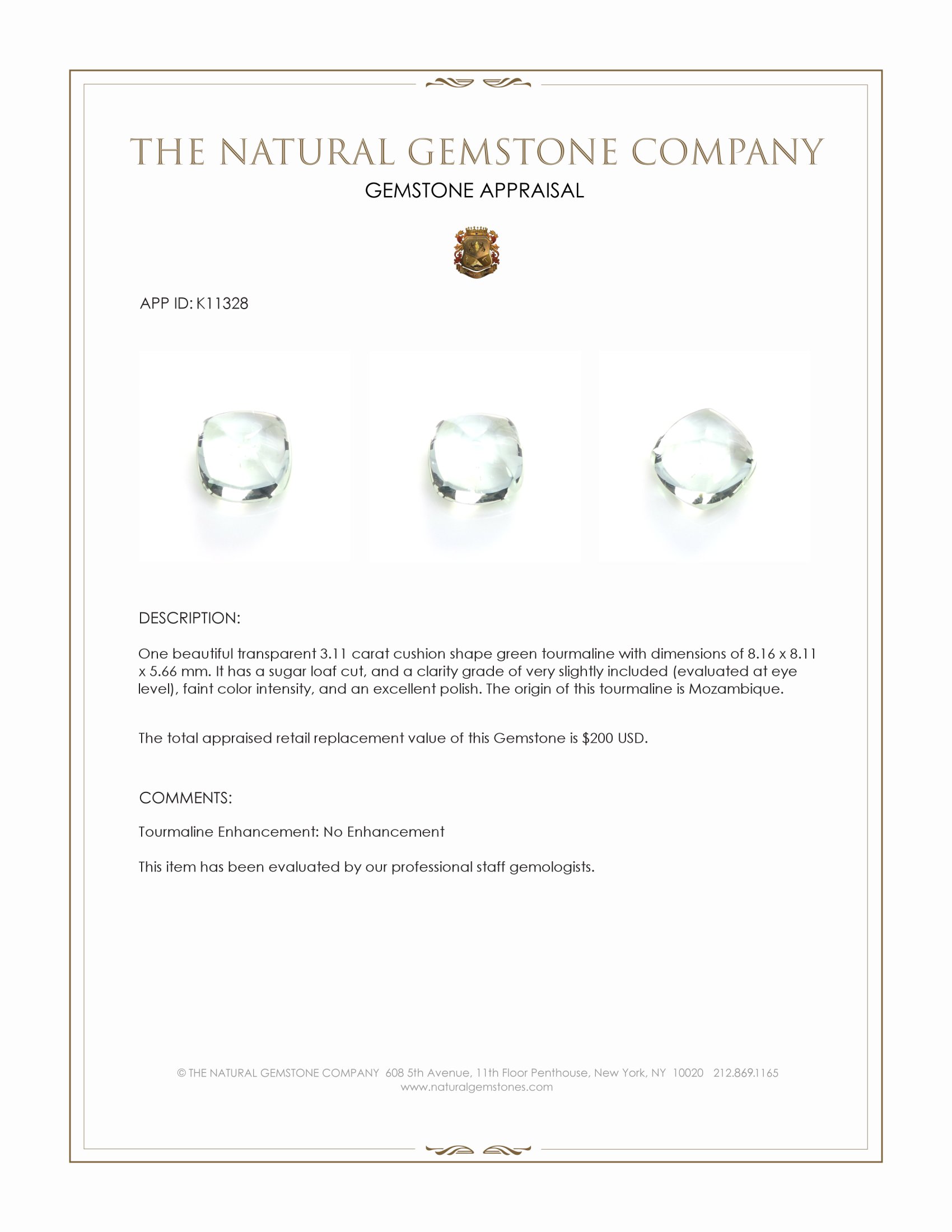 3.11 Ct. Cabochon Tourmaline from Mozambique