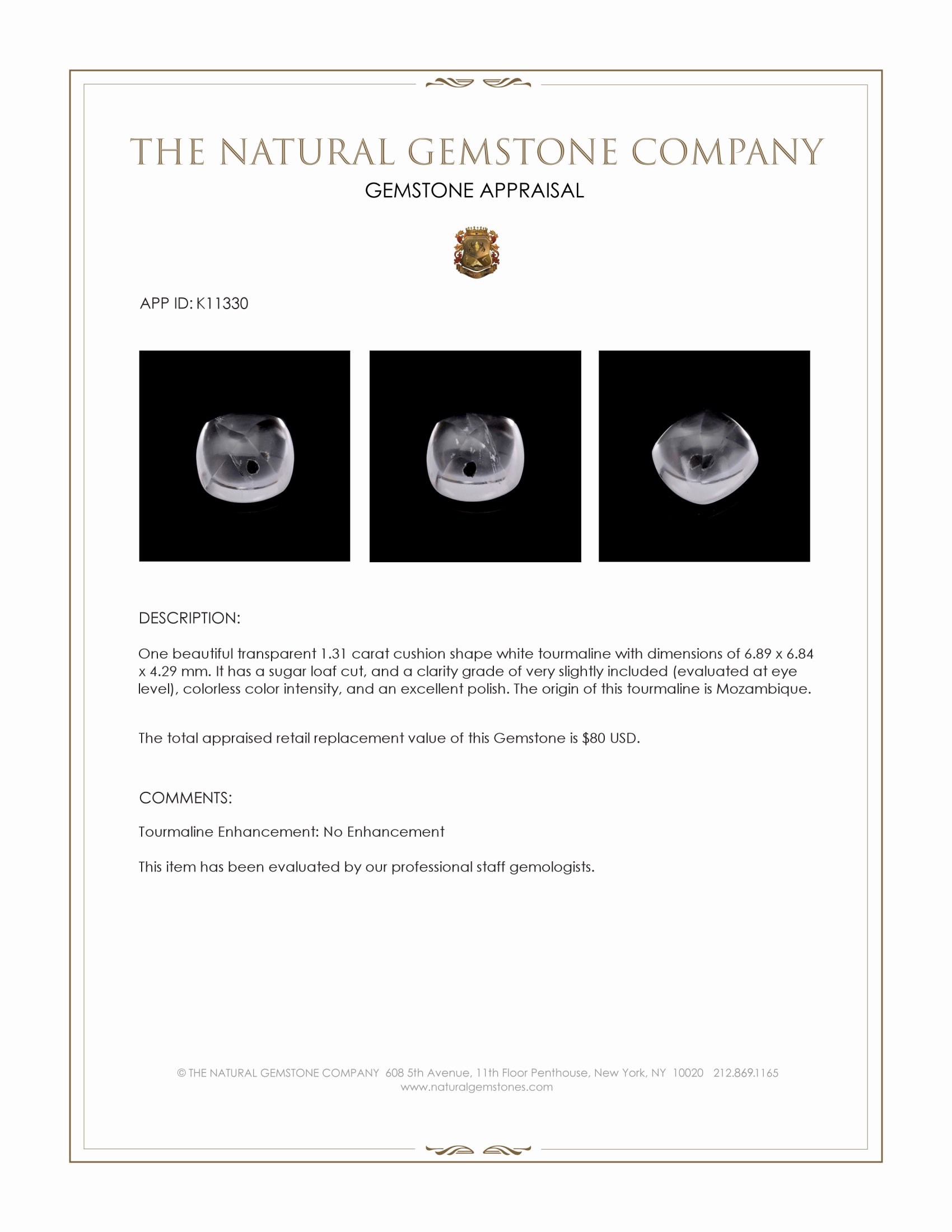 1.31 Ct. Cabochon Tourmaline from Mozambique