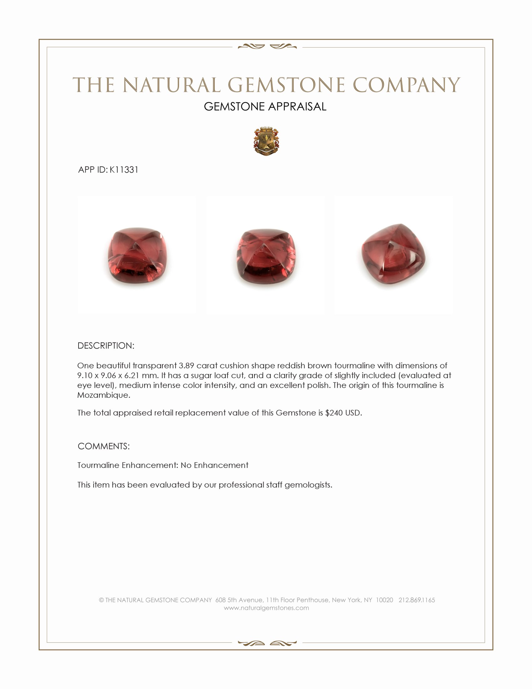 3.89 Ct. Cabochon Tourmaline from Mozambique