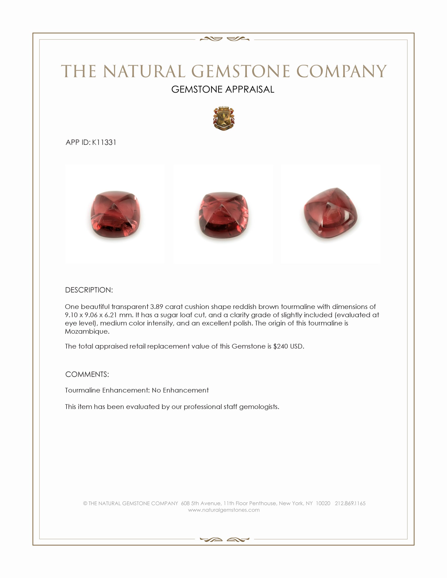 3.89 Ct. Cabochon Tourmaline from Mozambique