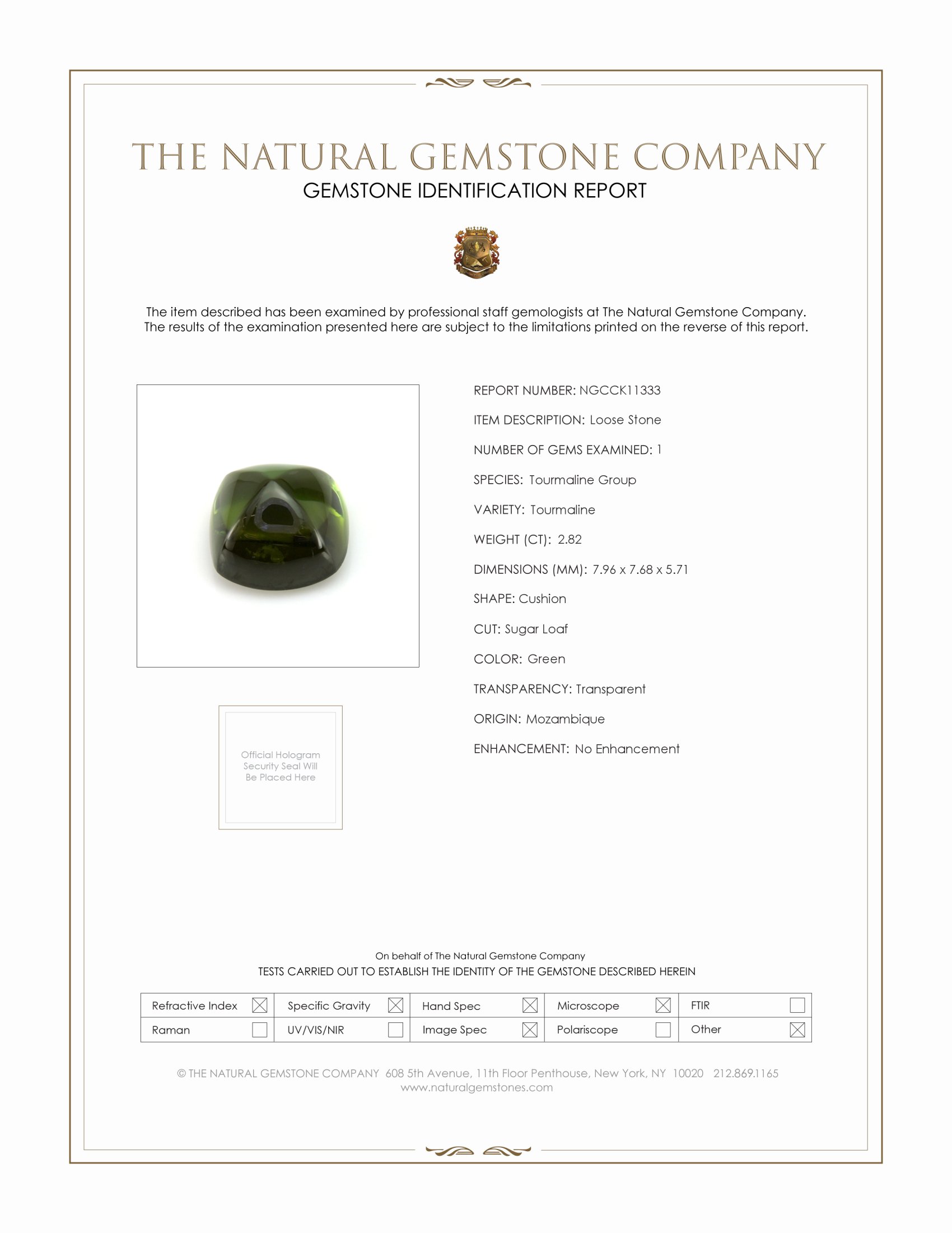 2.82 Ct. Green Cabochon Tourmaline from Mozambique