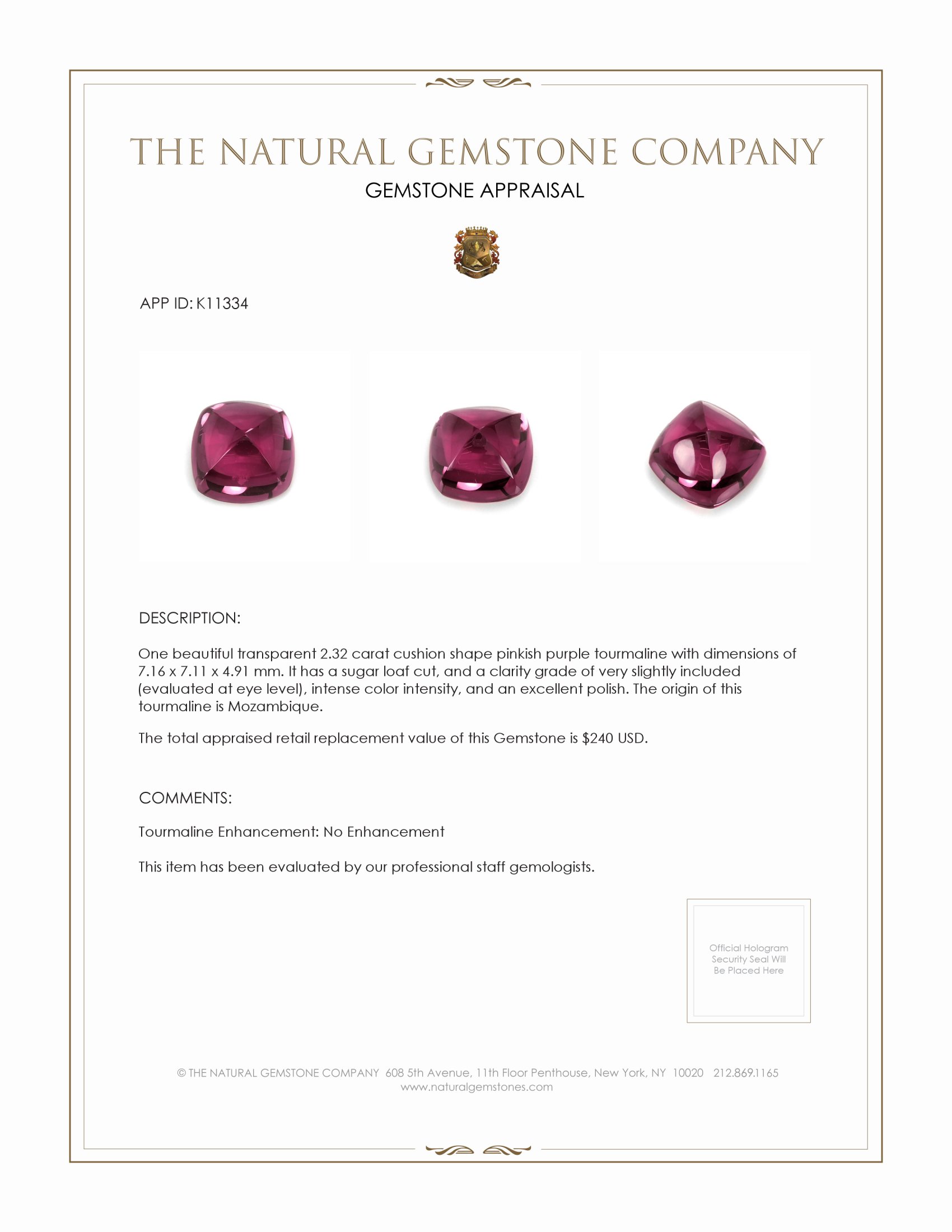 2.32 Ct. Cabochon Tourmaline from Mozambique