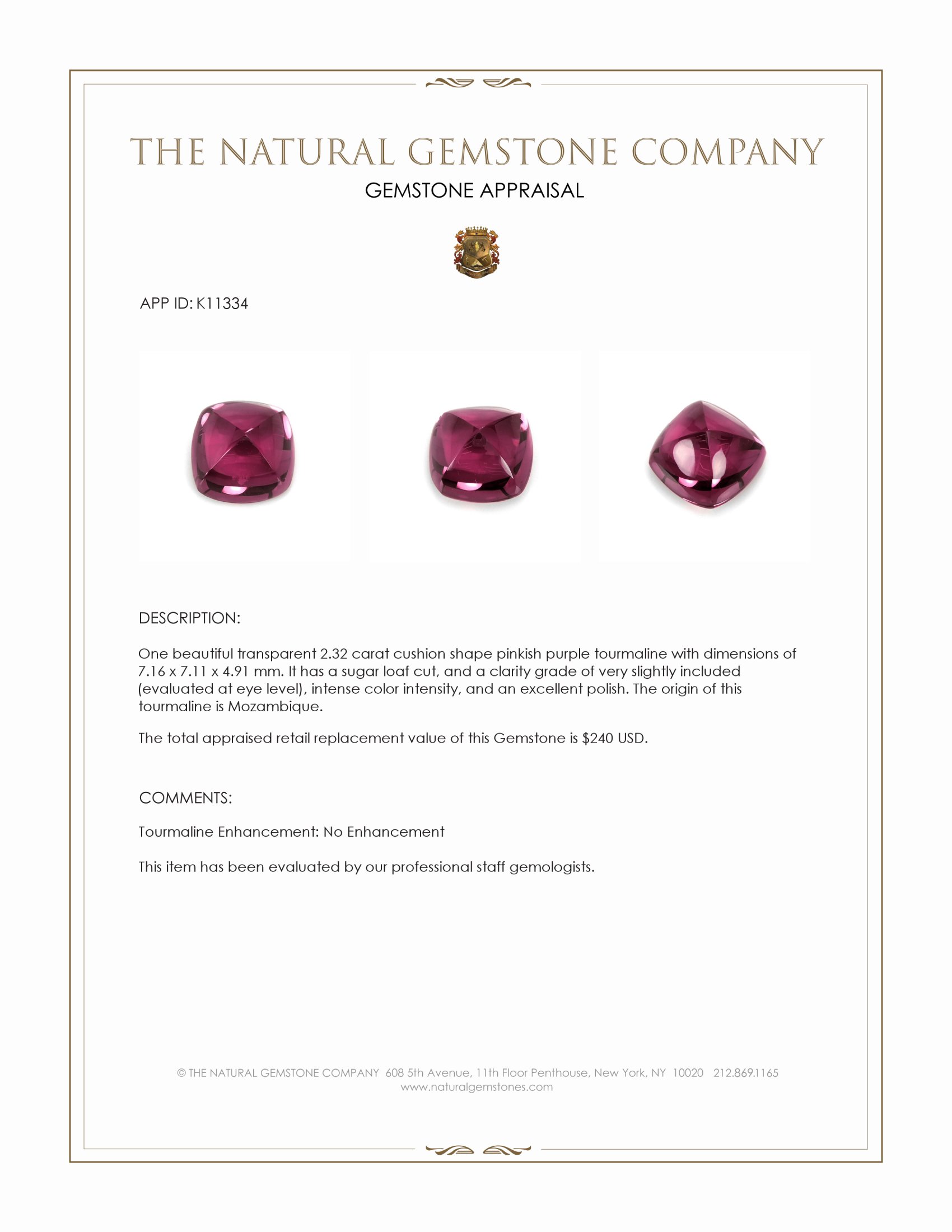 2.32 Ct. Cabochon Tourmaline from Mozambique