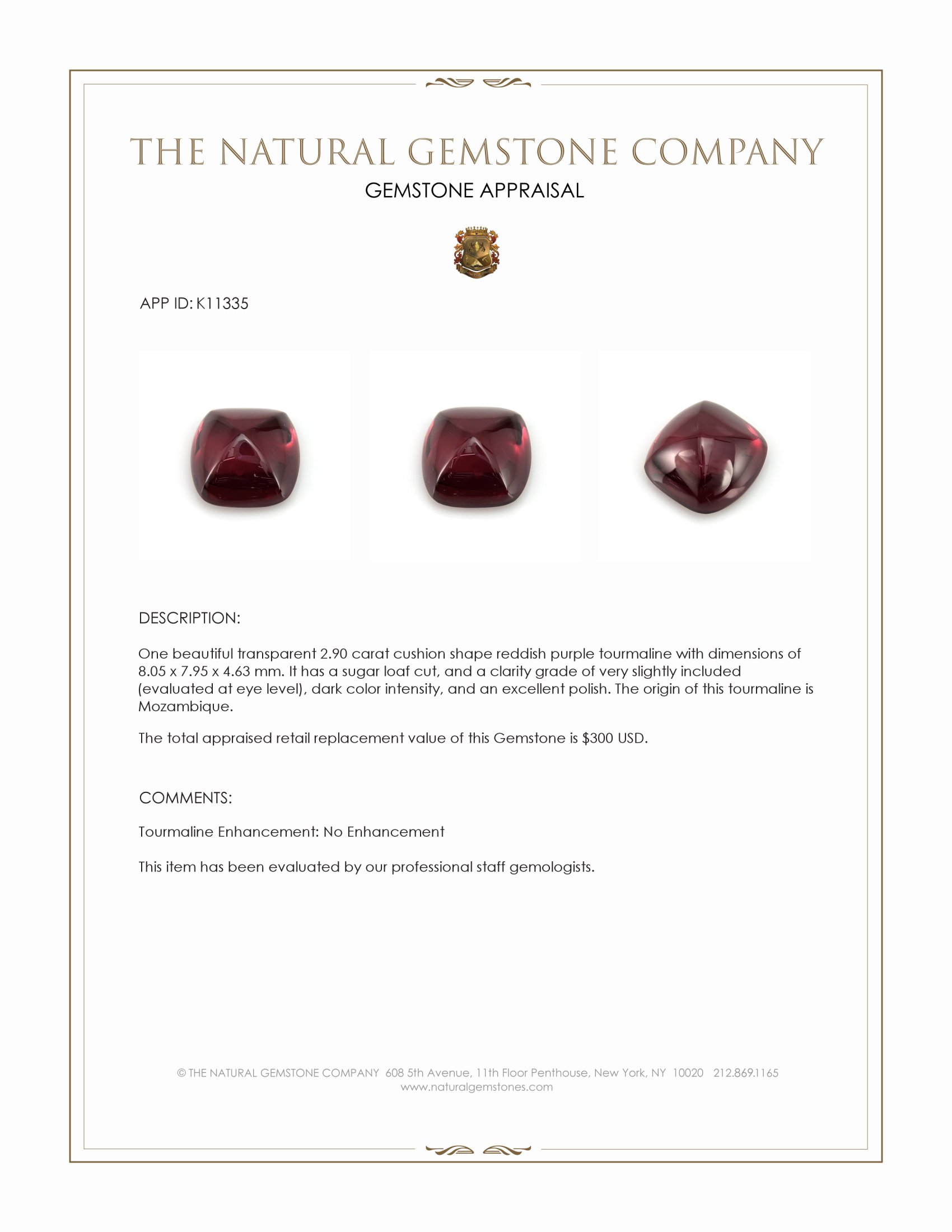 2.90 Ct. Cabochon Tourmaline from Mozambique