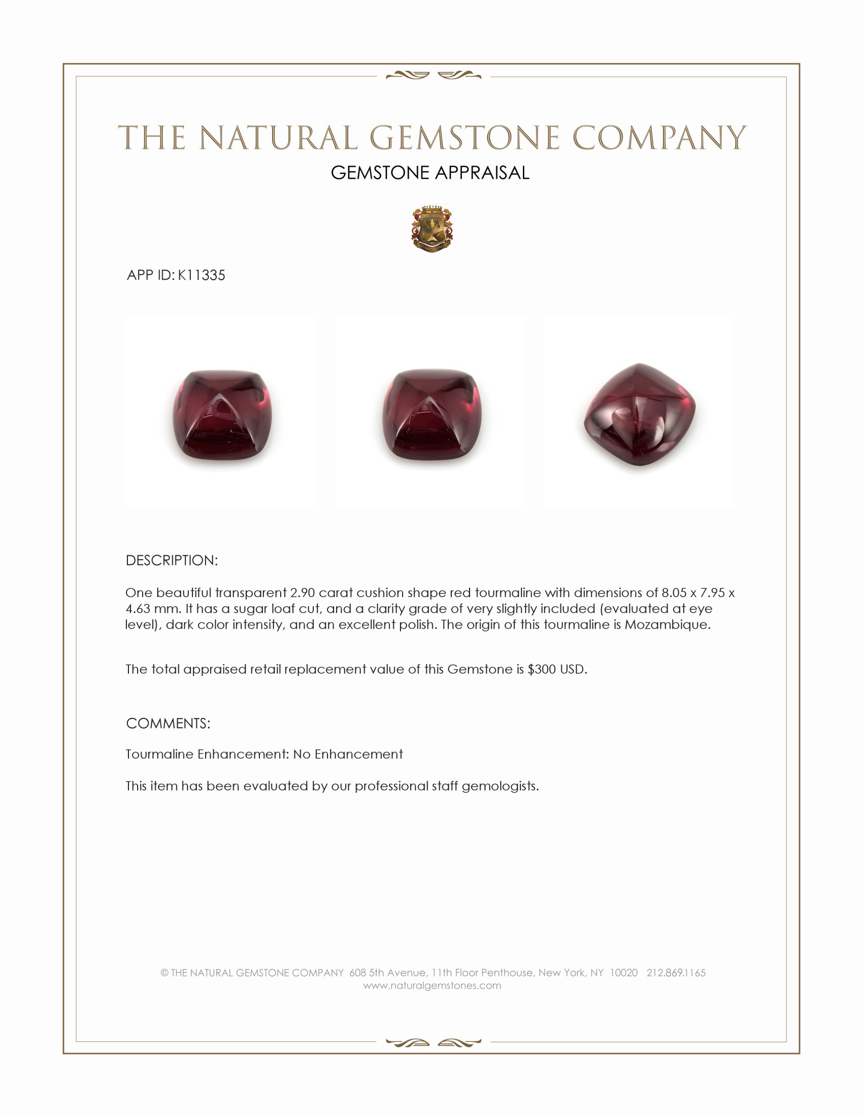 2.90 Ct. Cabochon Tourmaline from Mozambique