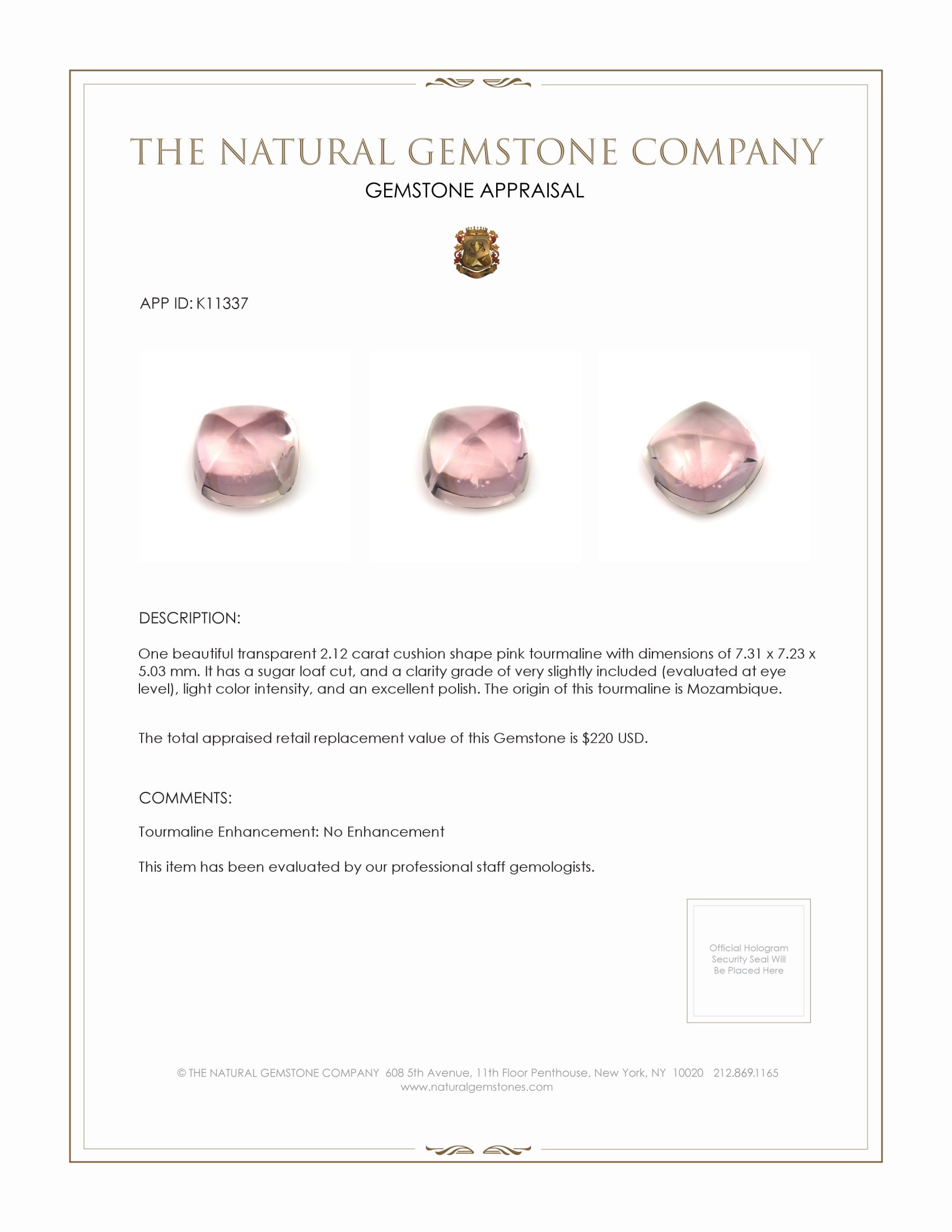 2.12 Ct. Cabochon Tourmaline from Mozambique