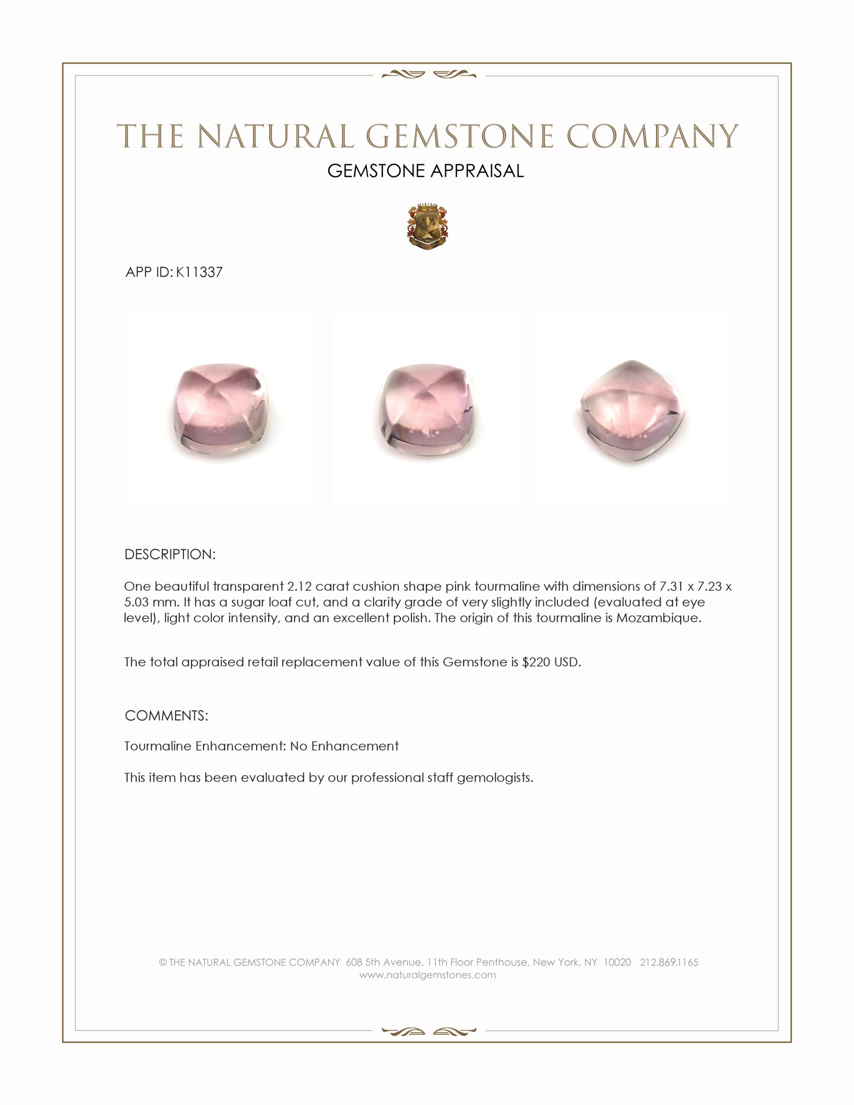 2.12 Ct. Cabochon Tourmaline from Mozambique