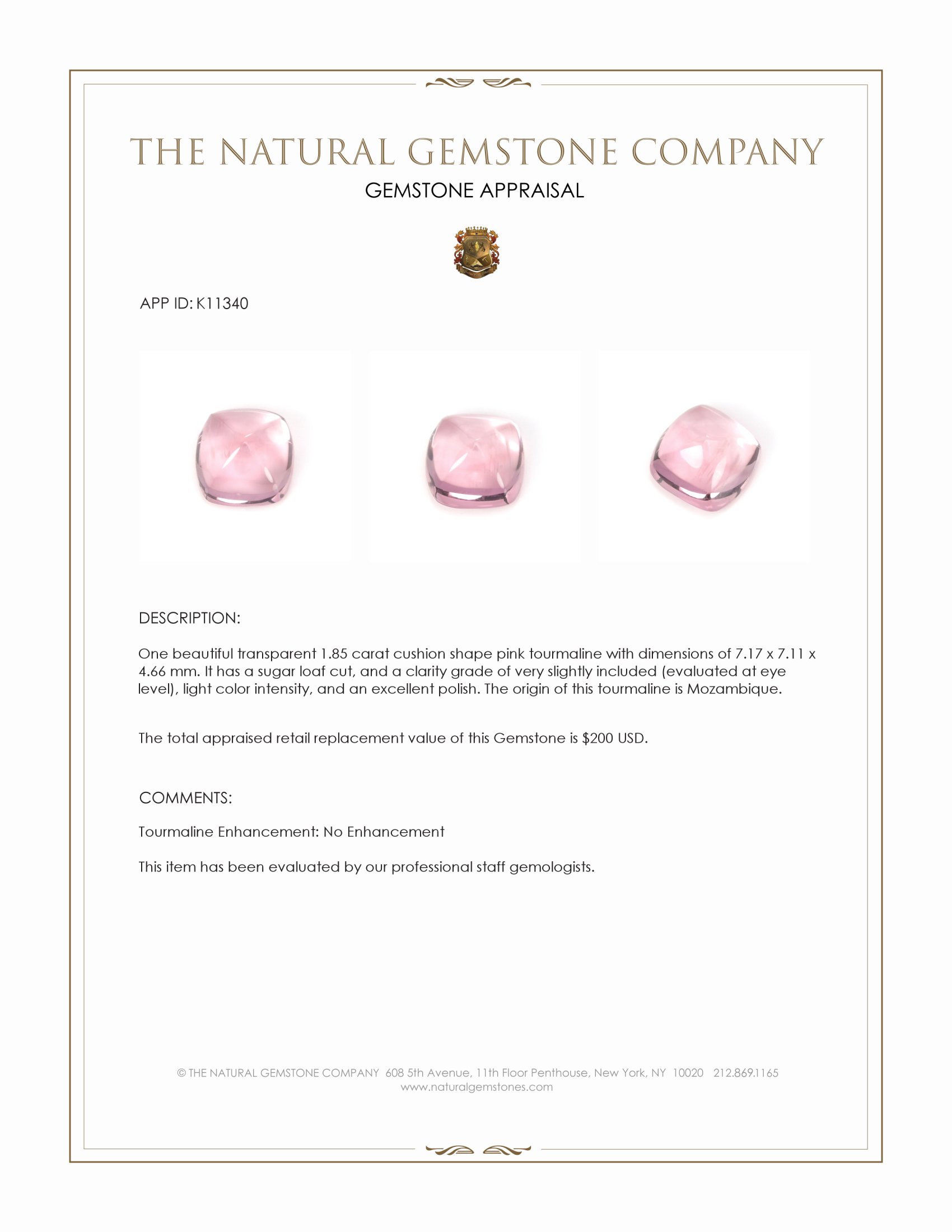 1.85 Ct. Cabochon Tourmaline from Mozambique