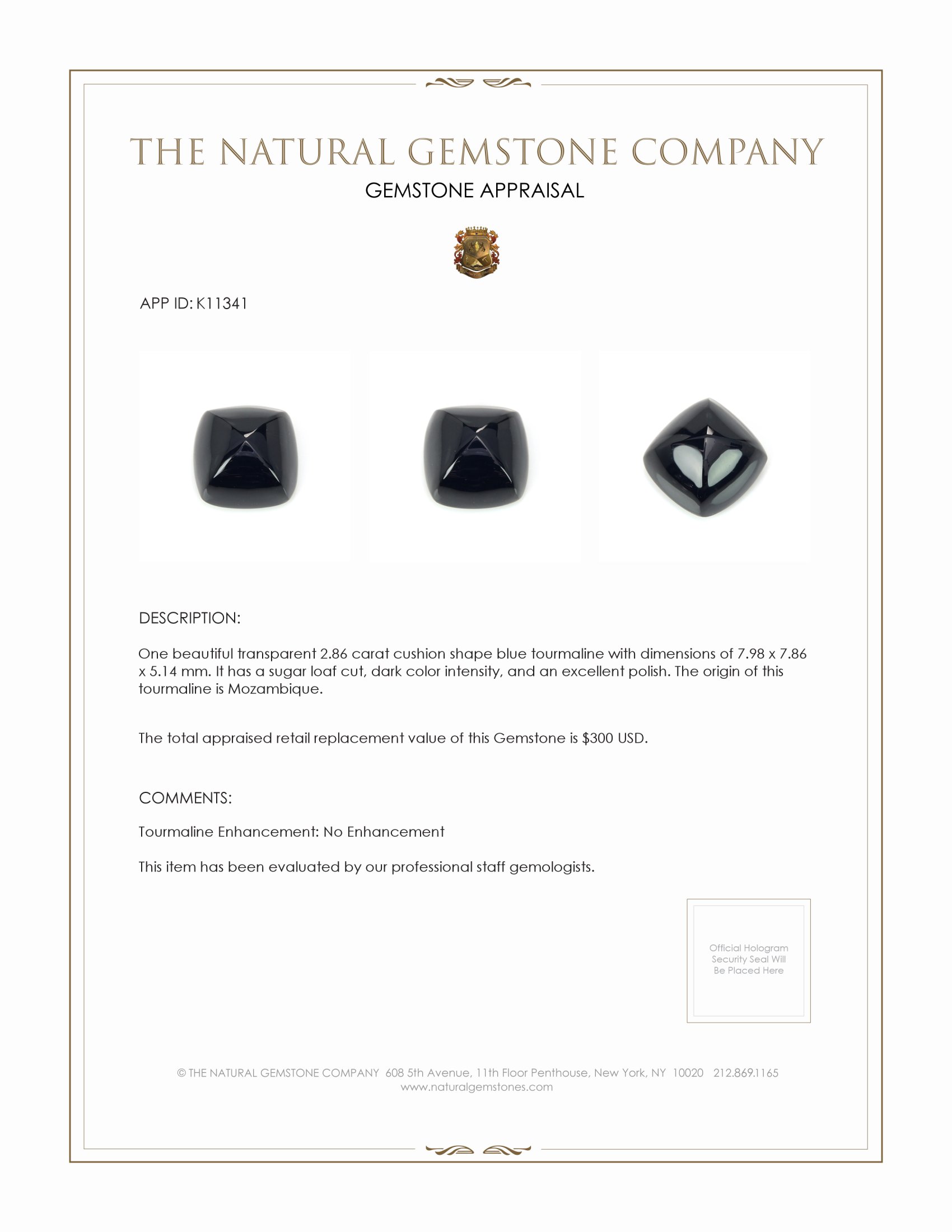 2.86 Ct. Cabochon Tourmaline from Mozambique