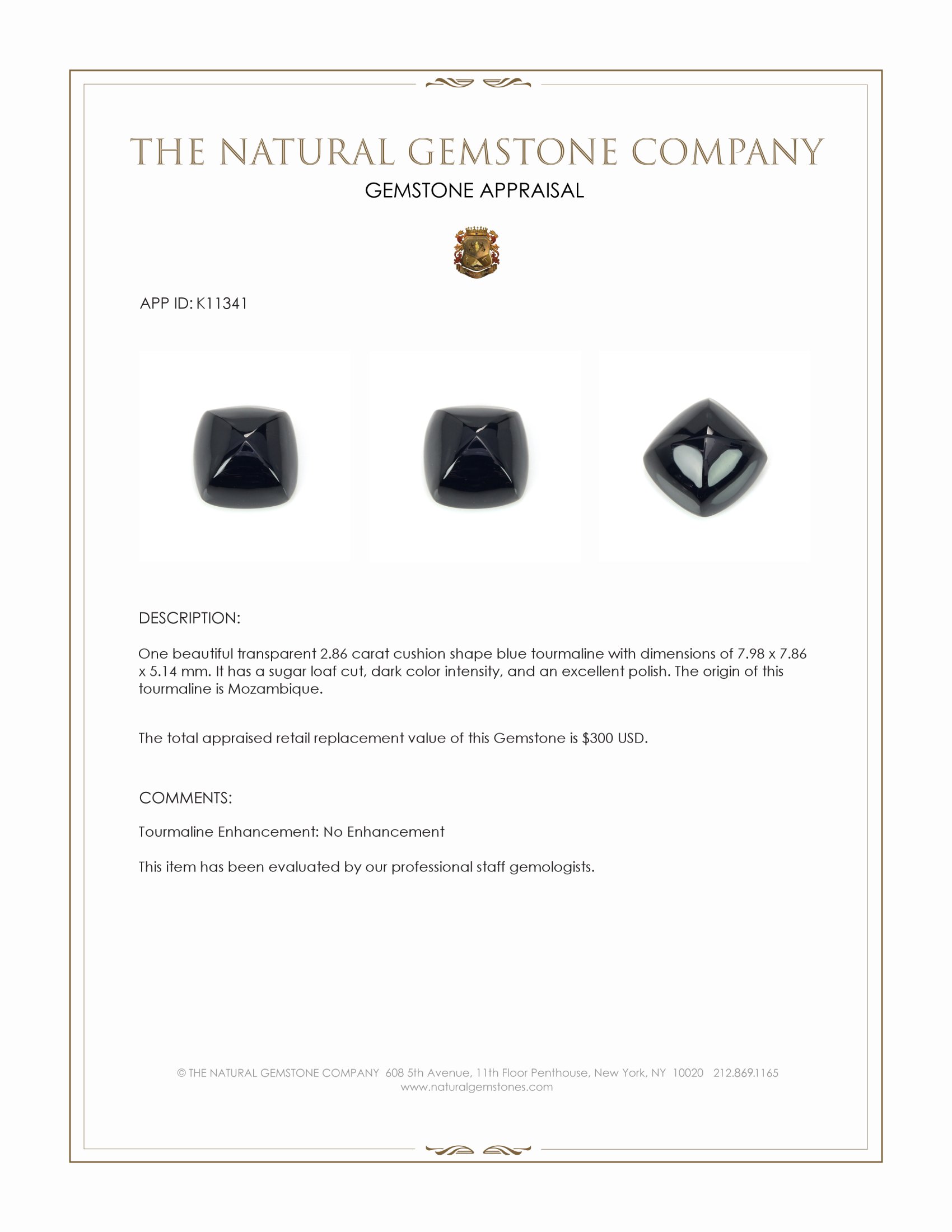 2.86 Ct. Cabochon Tourmaline from Mozambique