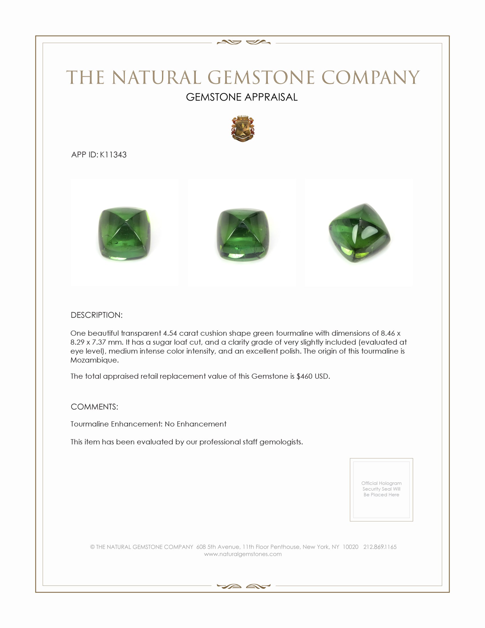 4.54 Ct. Cabochon Tourmaline from Mozambique