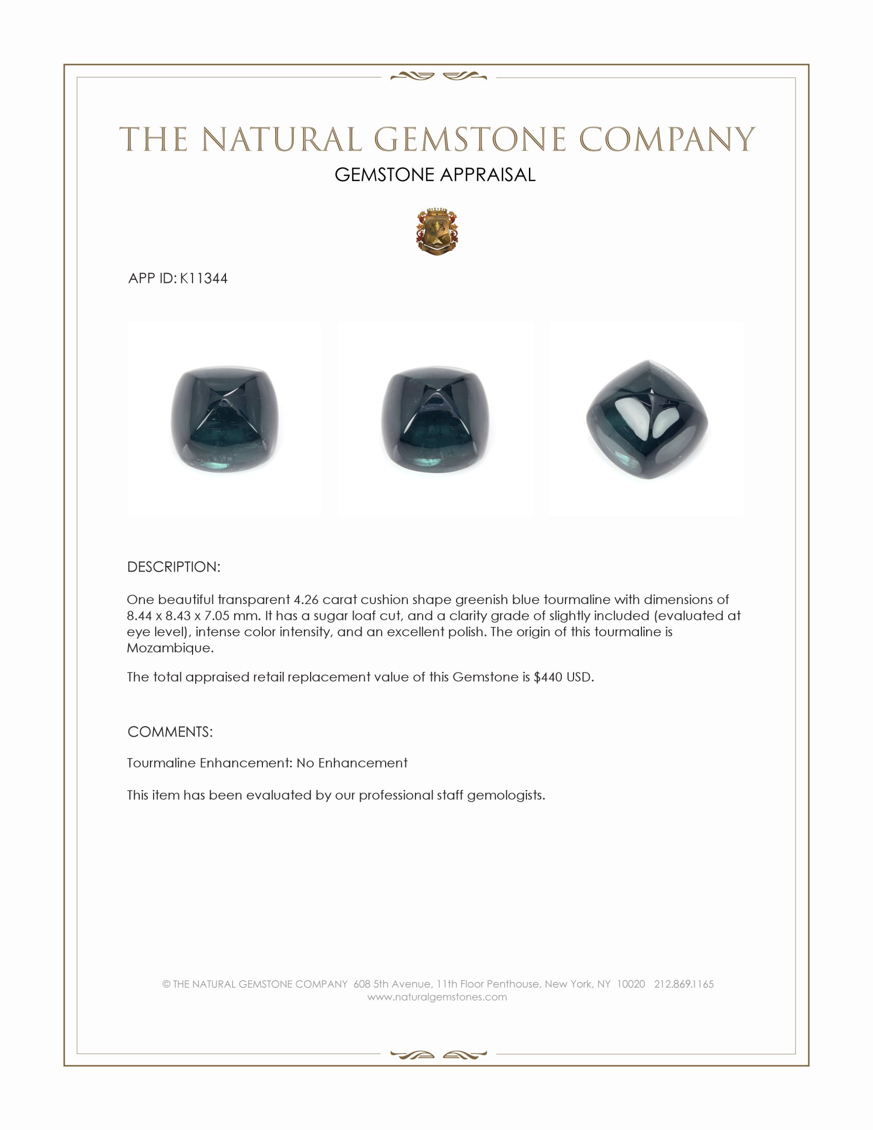 4.26 Ct. Cabochon Tourmaline from Mozambique