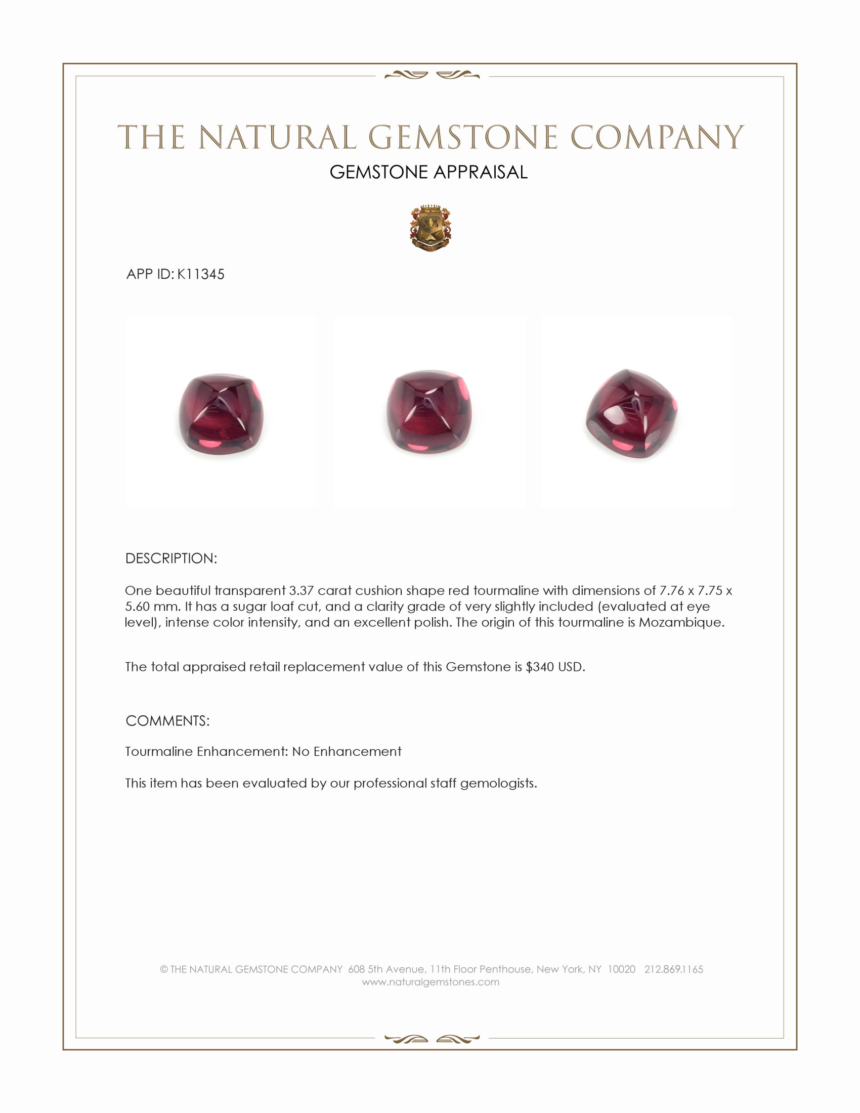 3.37 Ct. Cabochon Tourmaline from Mozambique