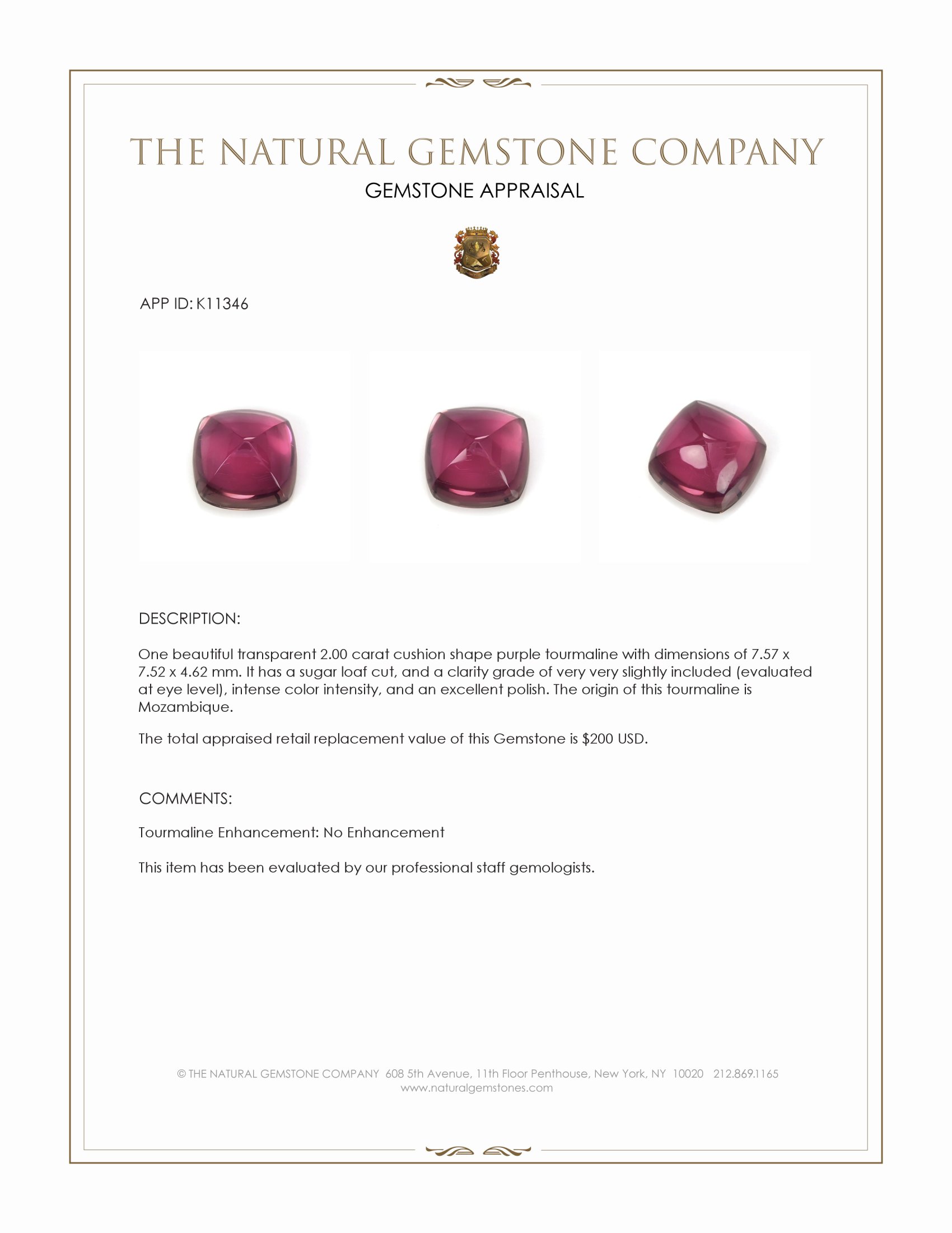 2.00 Ct. Cabochon Tourmaline from Mozambique