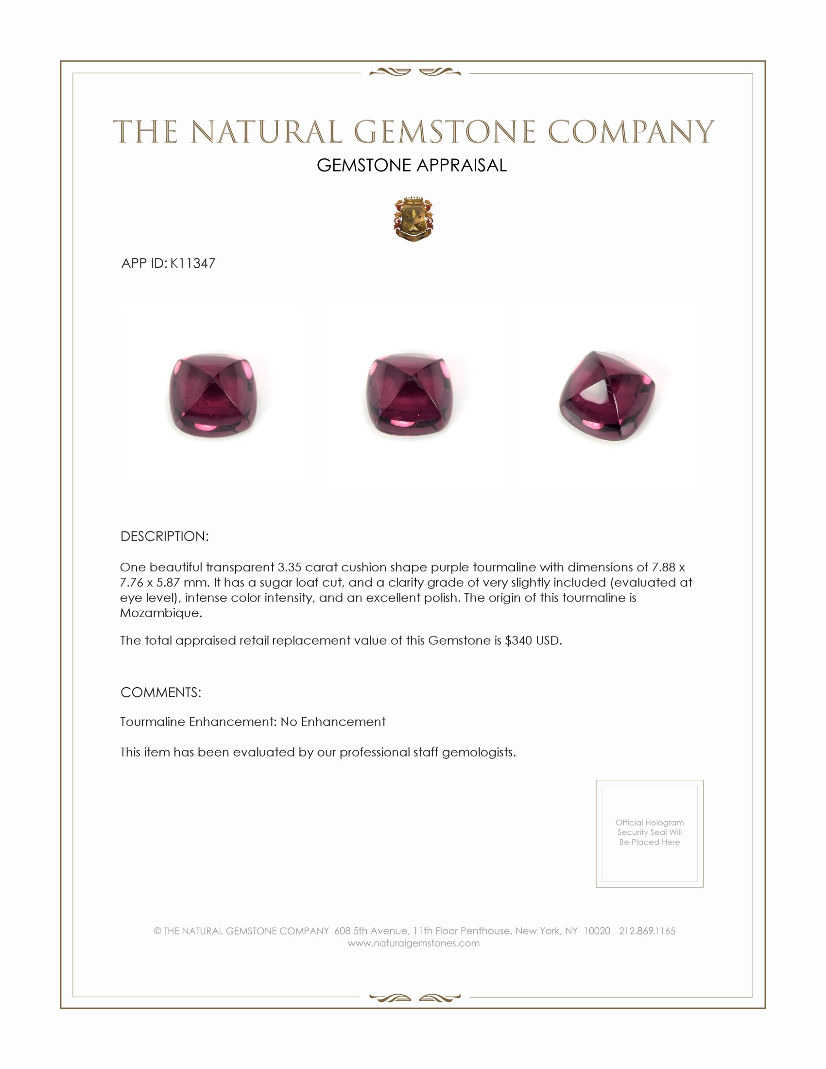 3.35 Ct. Cabochon Tourmaline from Mozambique