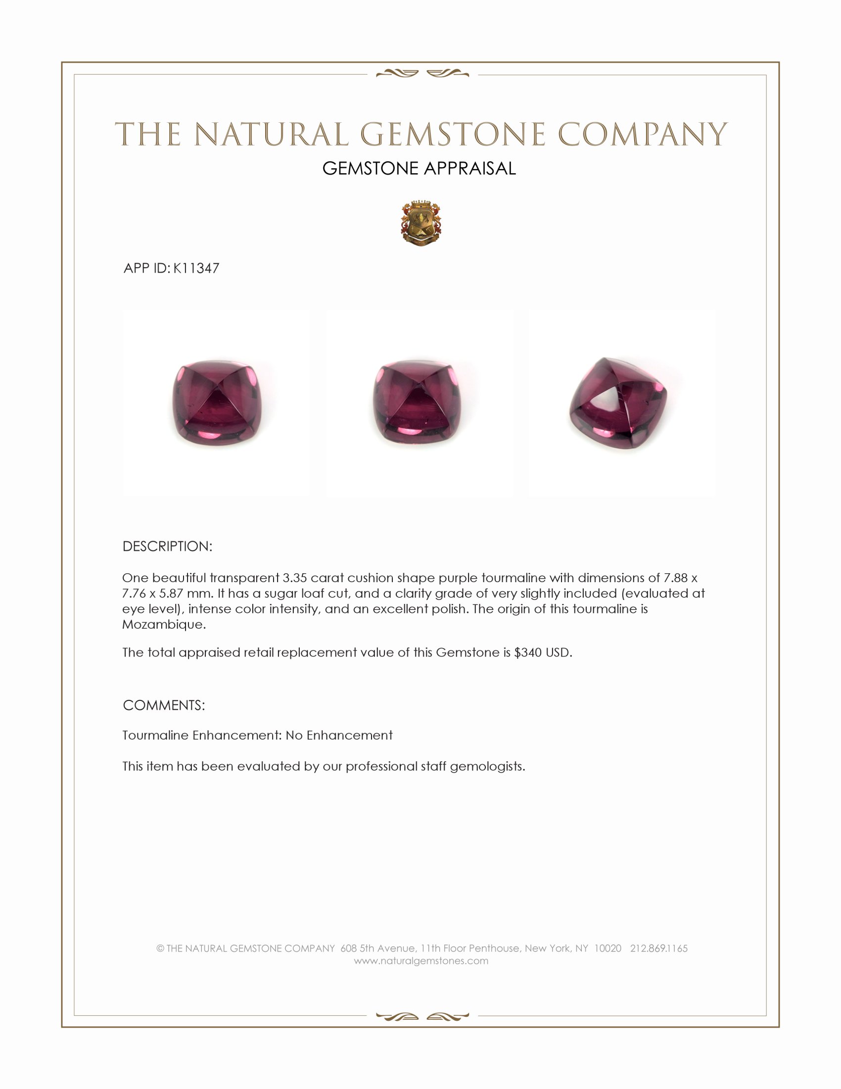 3.35 Ct. Cabochon Tourmaline from Mozambique