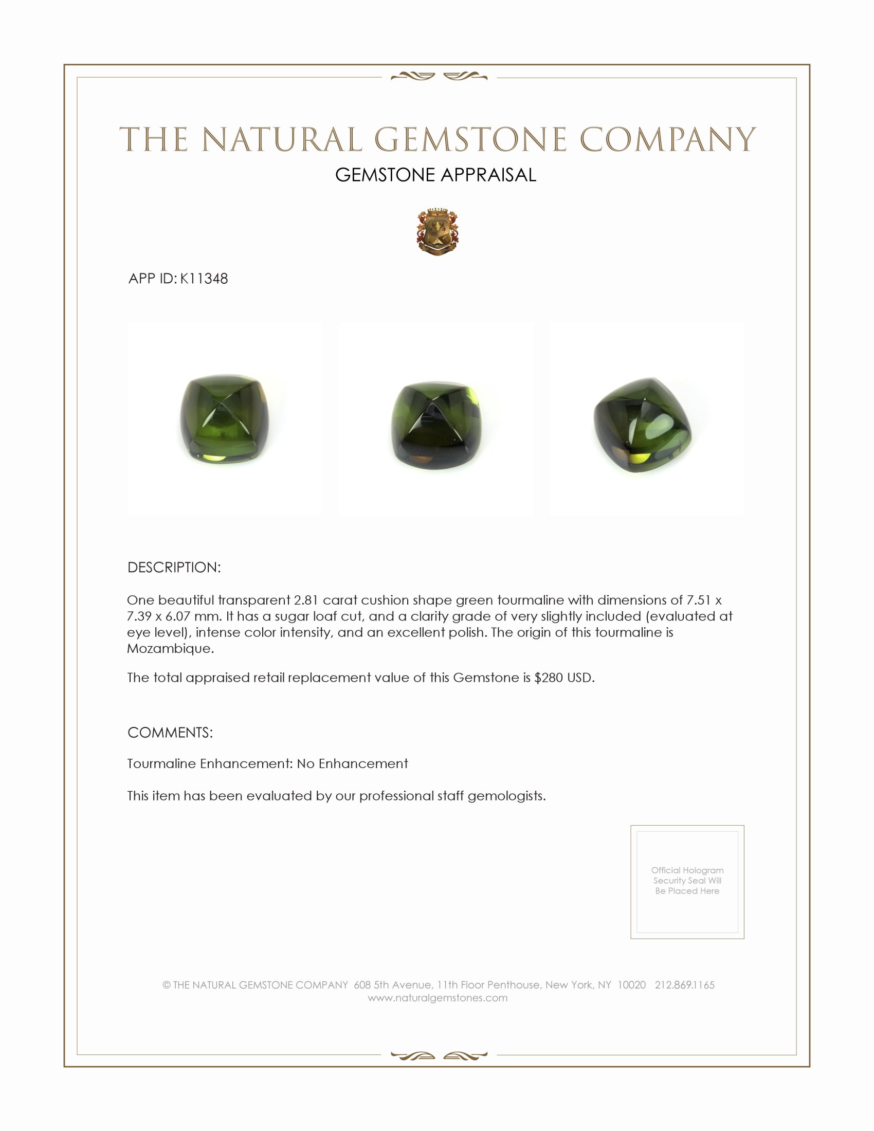 2.81 Ct. Cabochon Tourmaline from Mozambique