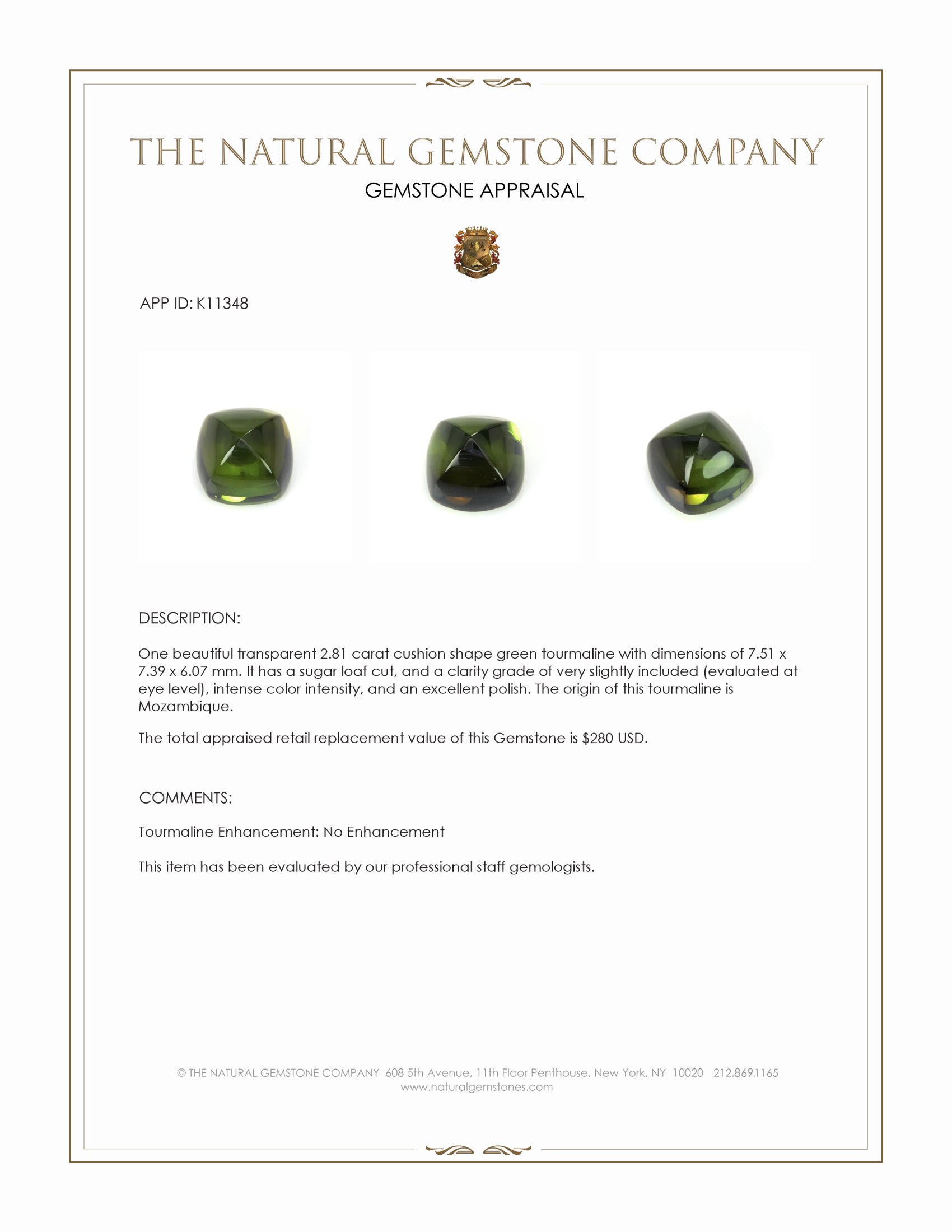 2.81 Ct. Cabochon Tourmaline from Mozambique