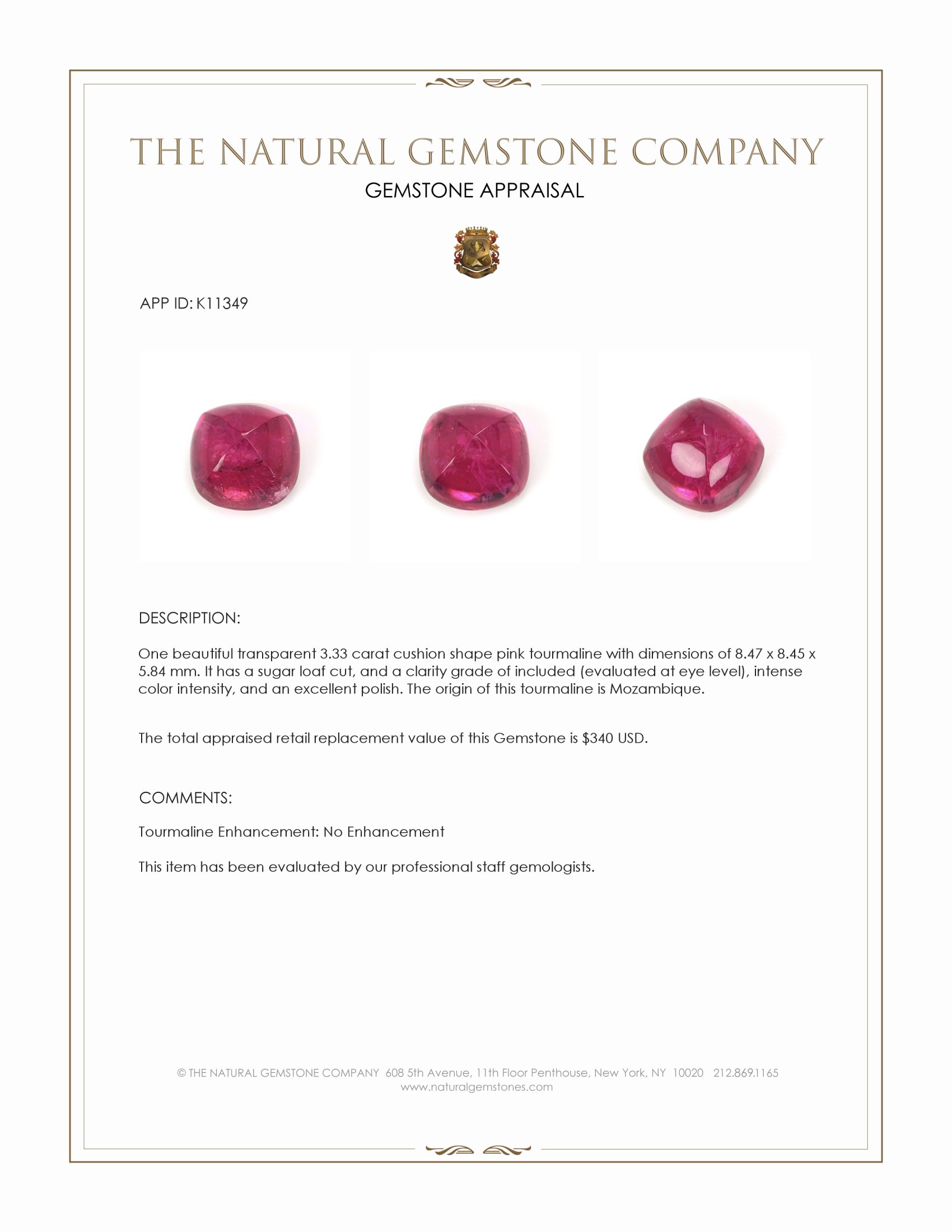 3.33 Ct. Cabochon Tourmaline from Mozambique