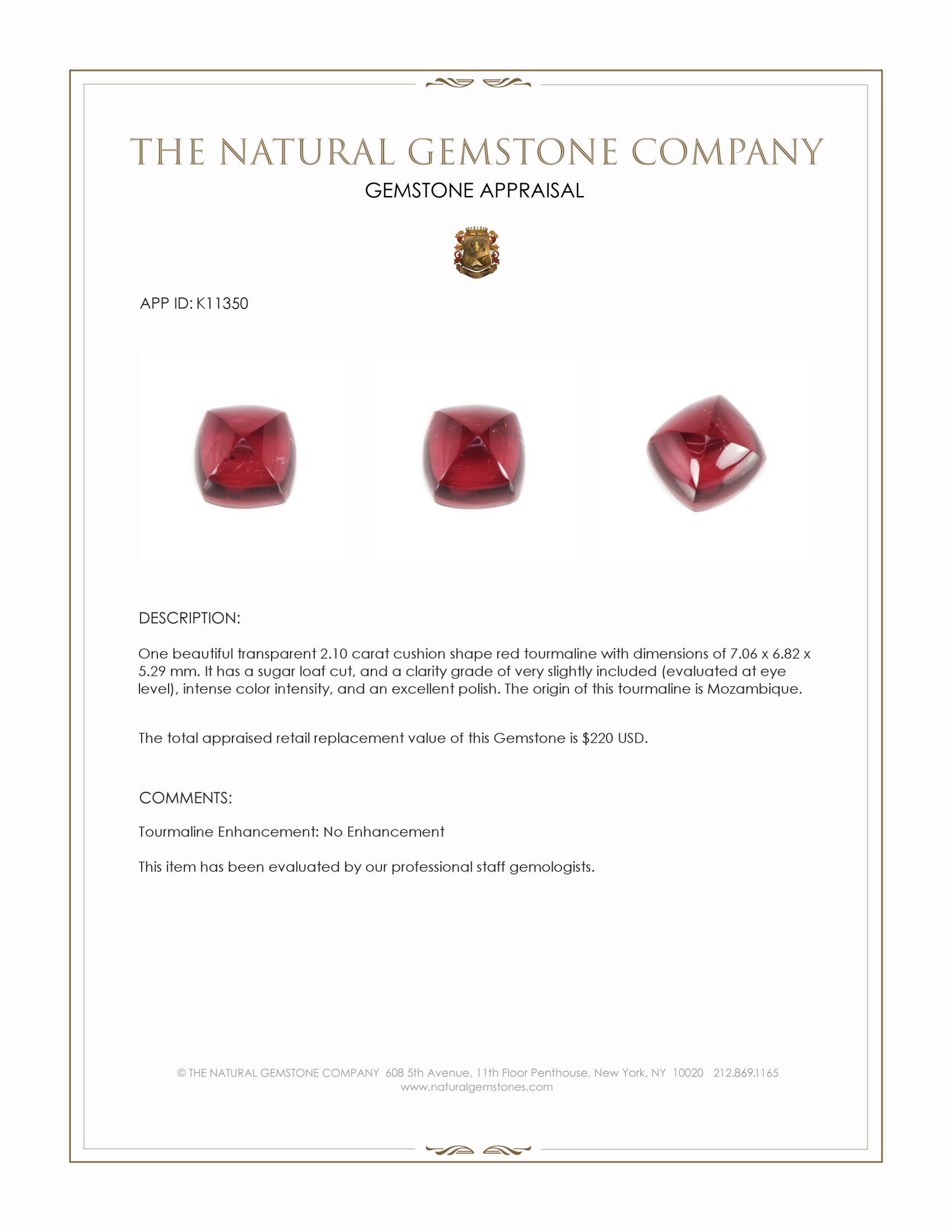 2.10 Ct. Cabochon Tourmaline from Mozambique