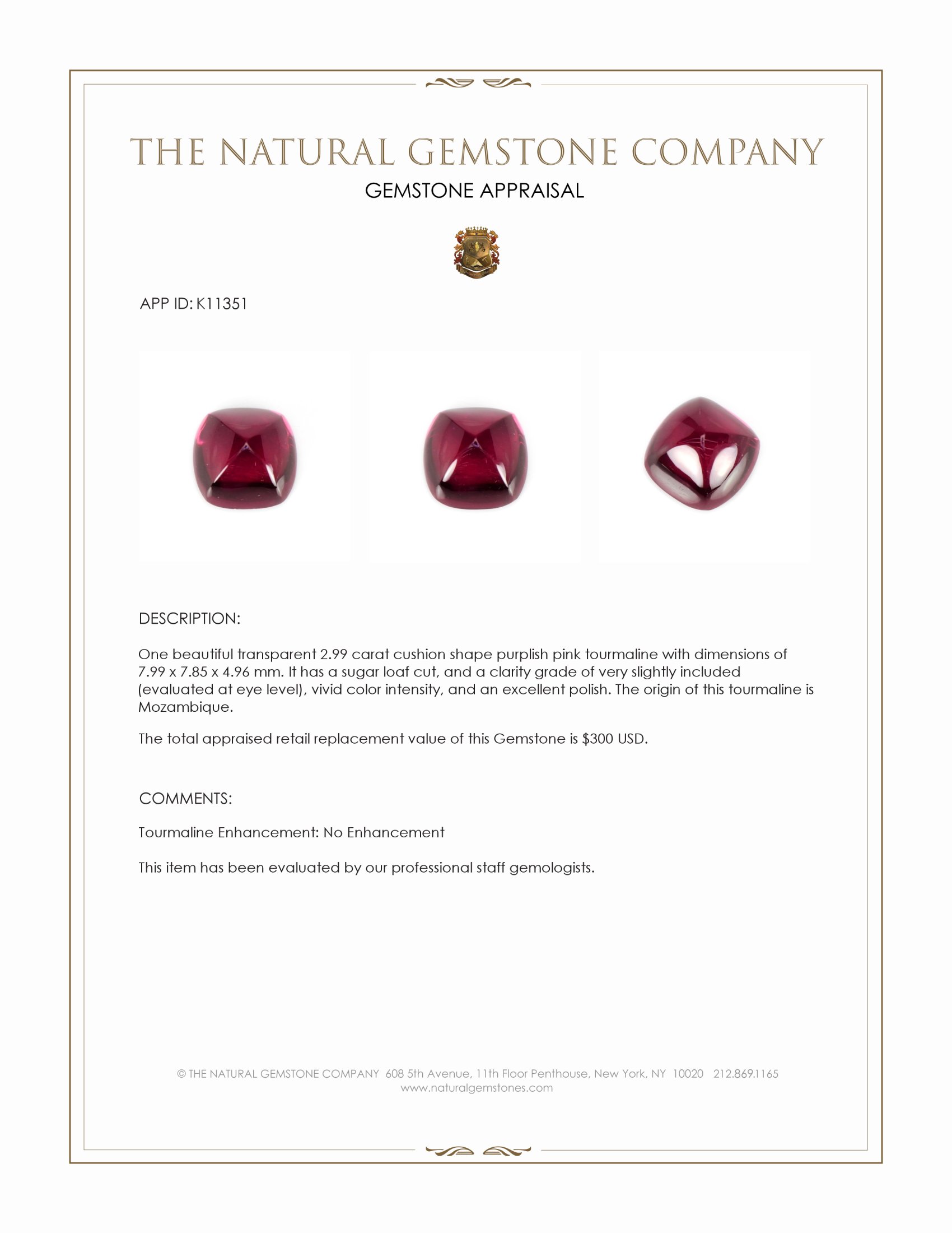 2.99 Ct. Cabochon Tourmaline from Mozambique