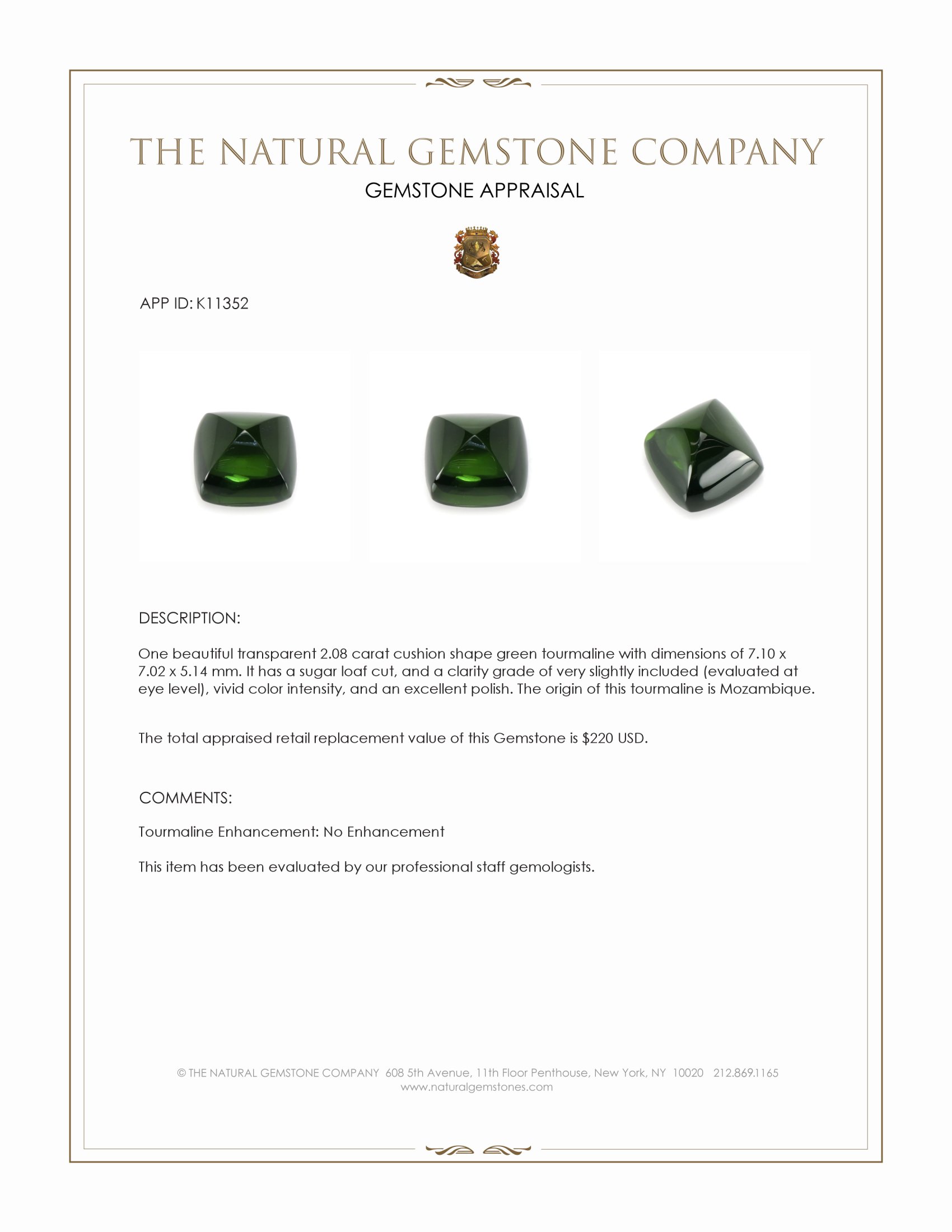 2.08 Ct. Cabochon Tourmaline from Mozambique