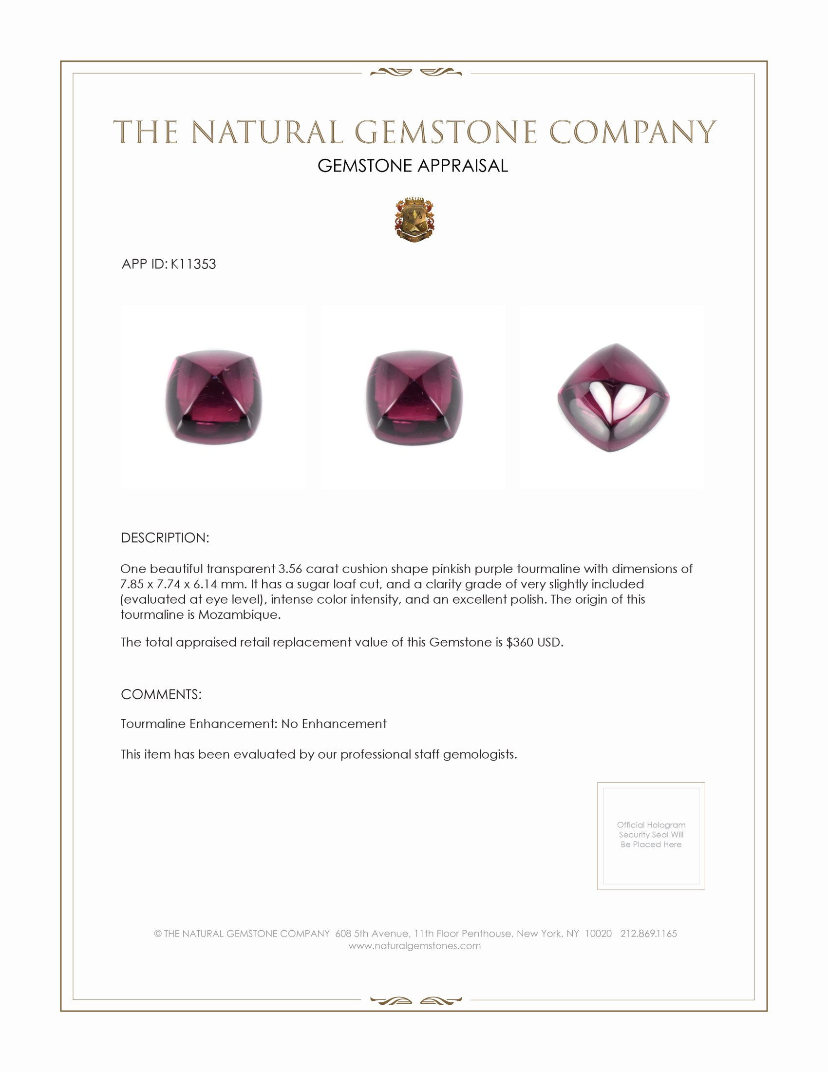 3.56 Ct. Cabochon Tourmaline from Mozambique