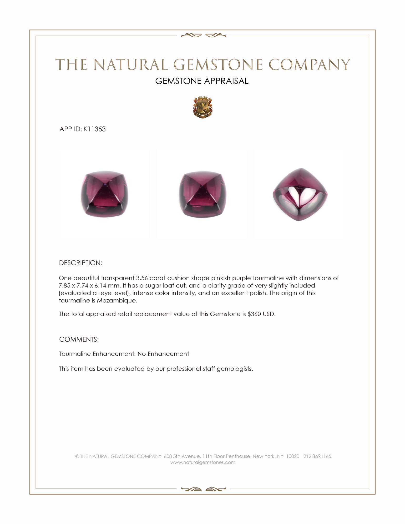 3.56 Ct. Cabochon Tourmaline from Mozambique